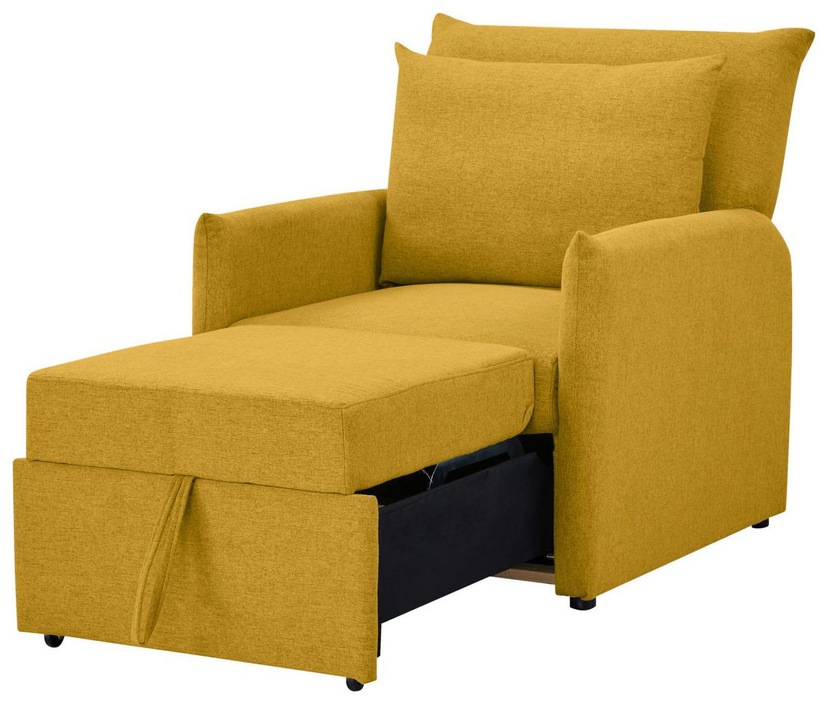 Fotelja Na Razvlačenje Celine - tamno žuta/crna, Moderno, drvo/tekstil (84/97/102cm) - Mömax