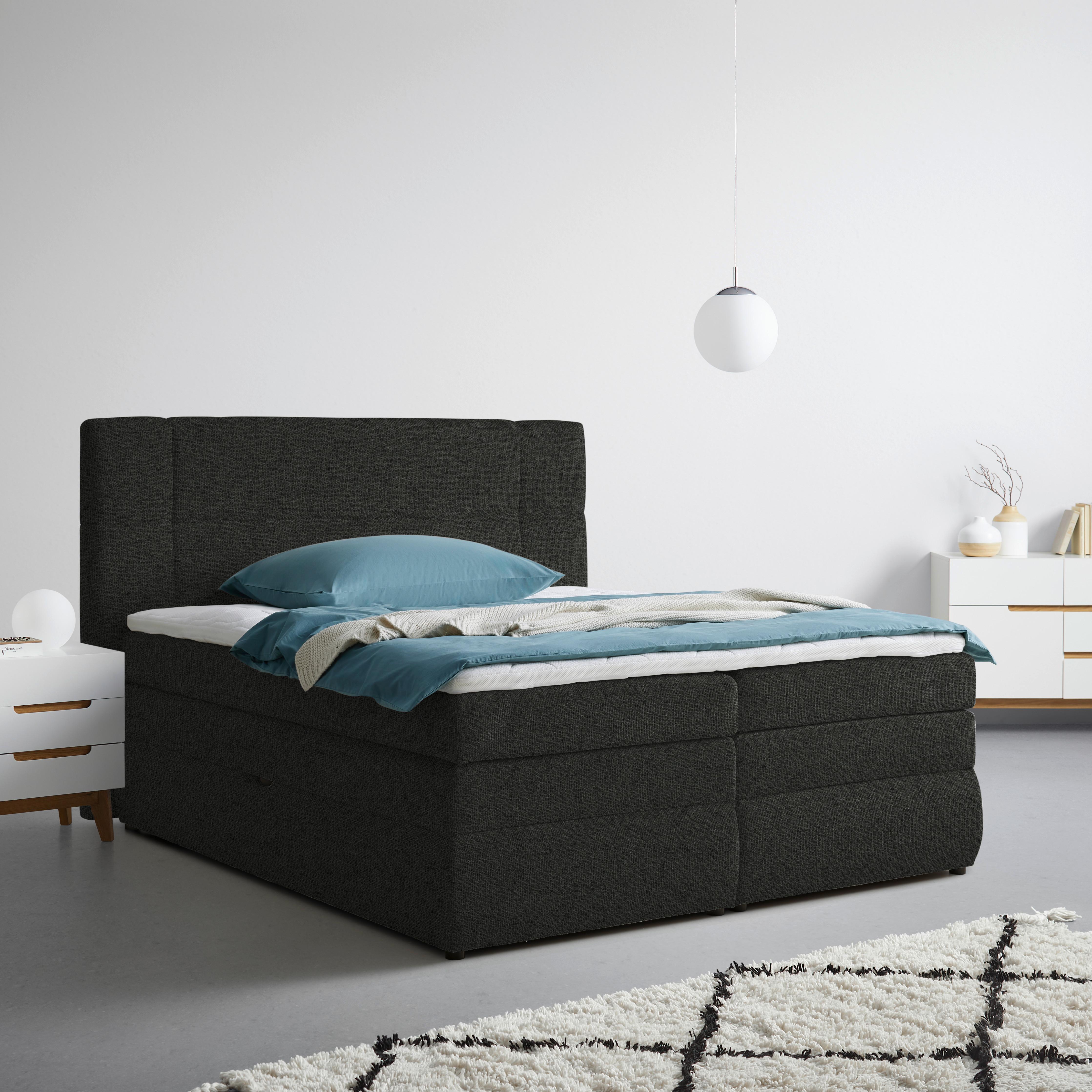 Boxspring Krevet Palace - crna, Konvencionalno, tekstil/plastika (180/200cm) - Premium Living