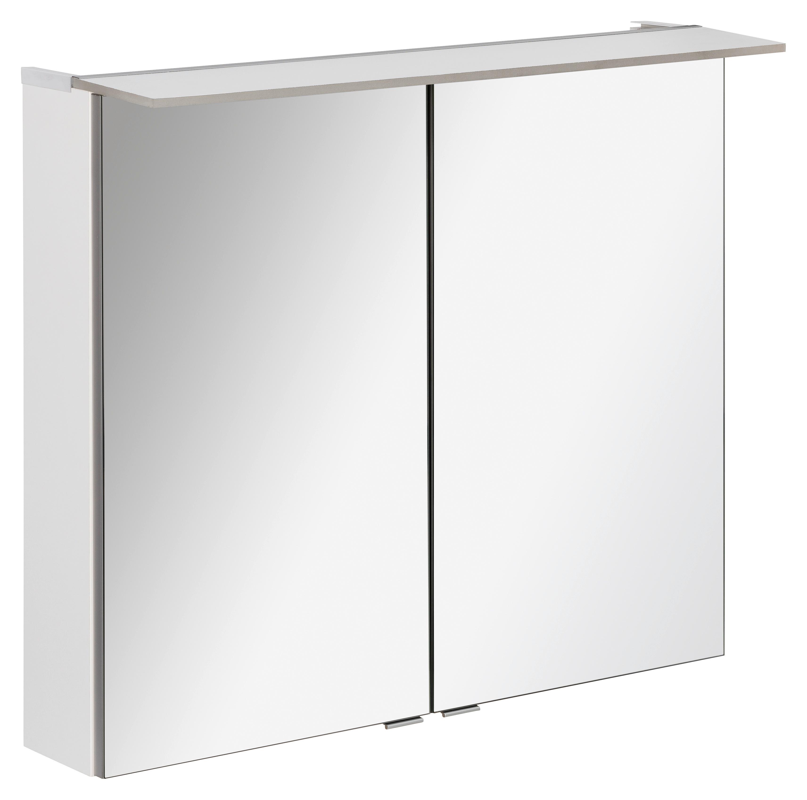 Spiegelschrank B.Perfekt mit LED 2-türig Weiß - Silberfarben, MODERN, Glas/Holzwerkstoff (80/69,5/23,5cm) - MID.YOU