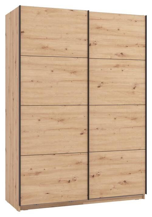 Schwebetürenschrank Gard 150 in Eiche Artisan - Schwarz/Eiche Artisan, KONVENTIONELL, Holzwerkstoff/Metall (146/217/61cm) - Mömax