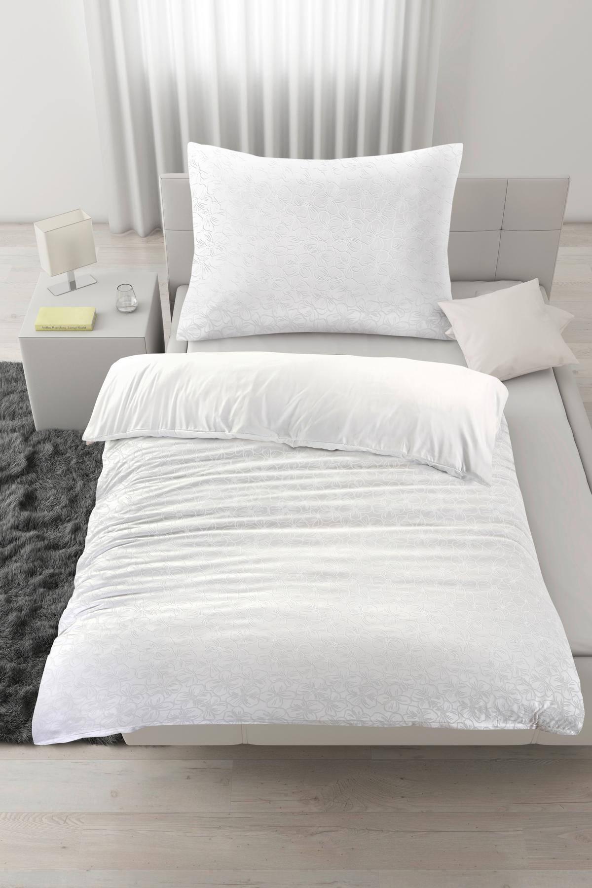 Ágyneműhuzat-garnitúra Blume - fehér, Konventionell, textil (140/200cm) - Mömax
