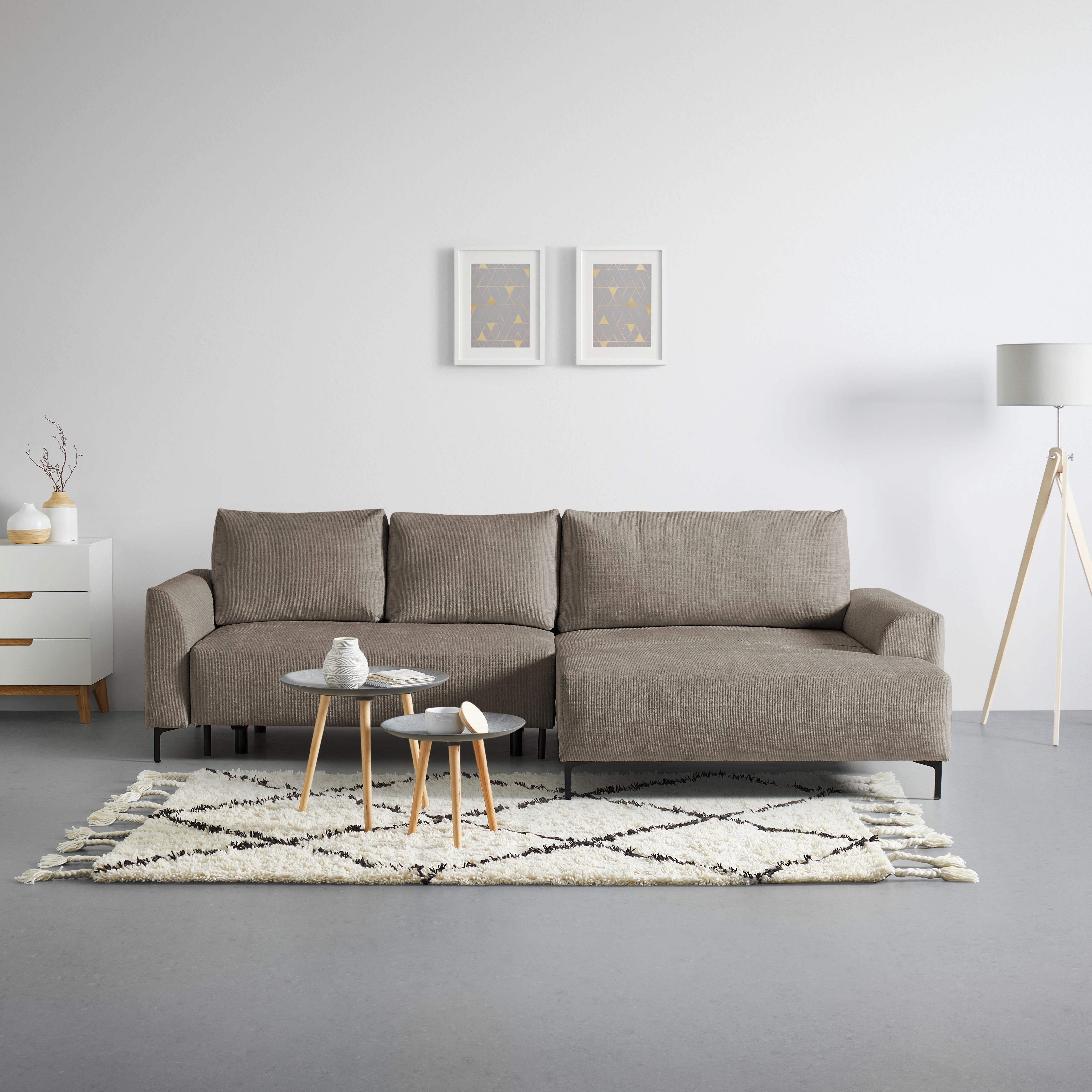 Ecksofa Integra Taupe - Taupe/Schwarz, Textil/Metall (294/81-93/170cm) - Mömax