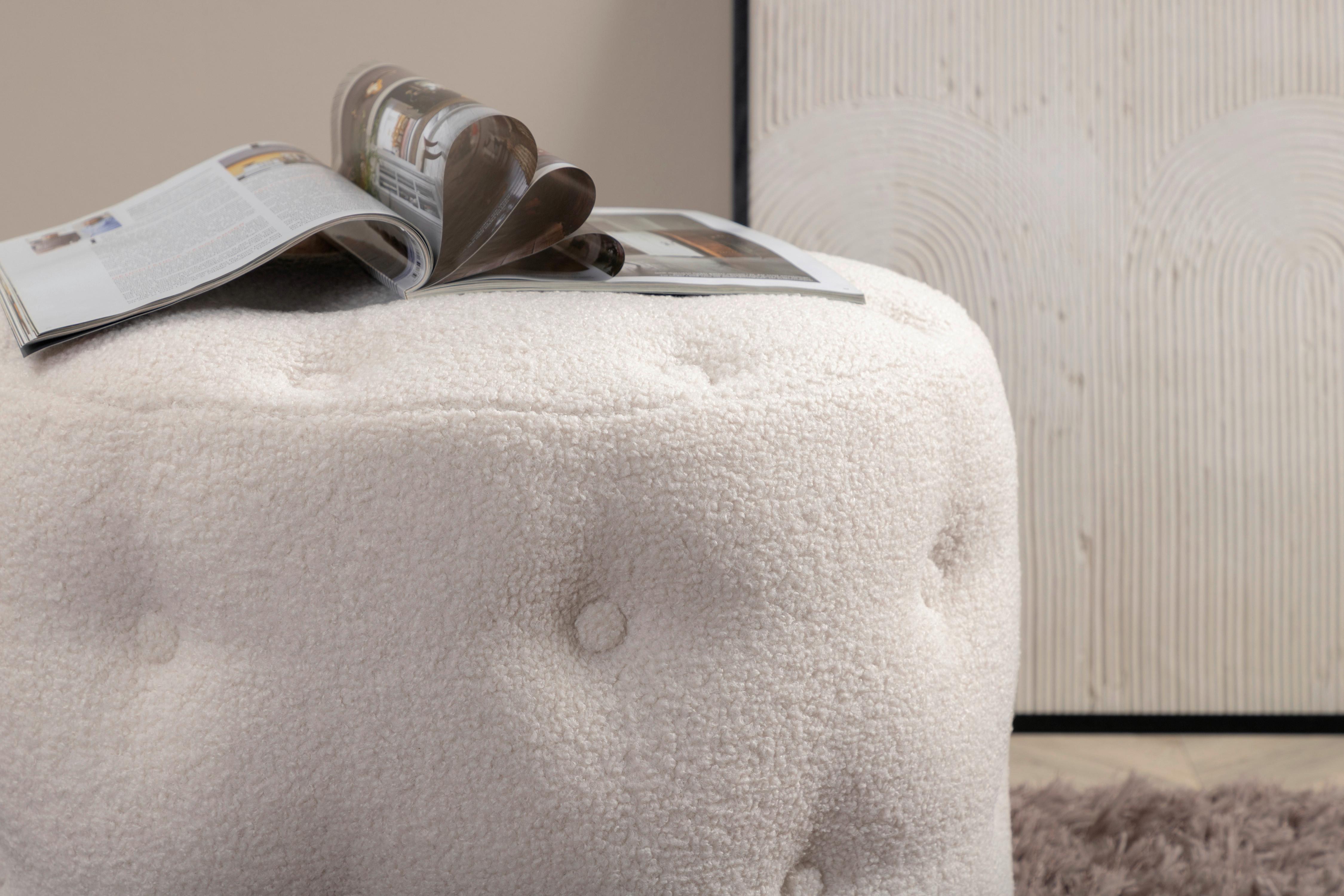 POUF BENJAMIN - Weiß, Design, Kunststoff/Textil (55/44/55cm) - Livetastic