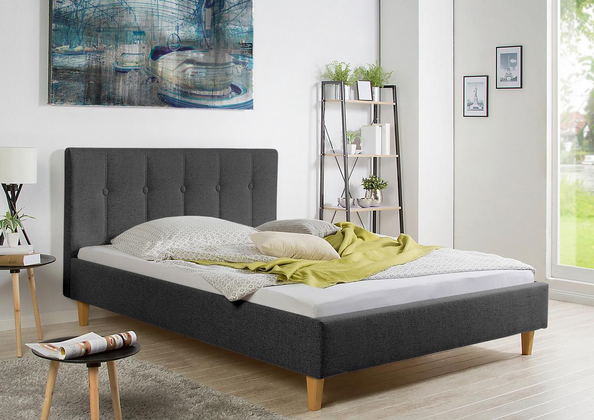 Polsterbett Kenny Anthrazit ca. 140x200 cm - Anthrazit/Naturfarben, MODERN, Holz/Textil (140/200cm) - Livetastic