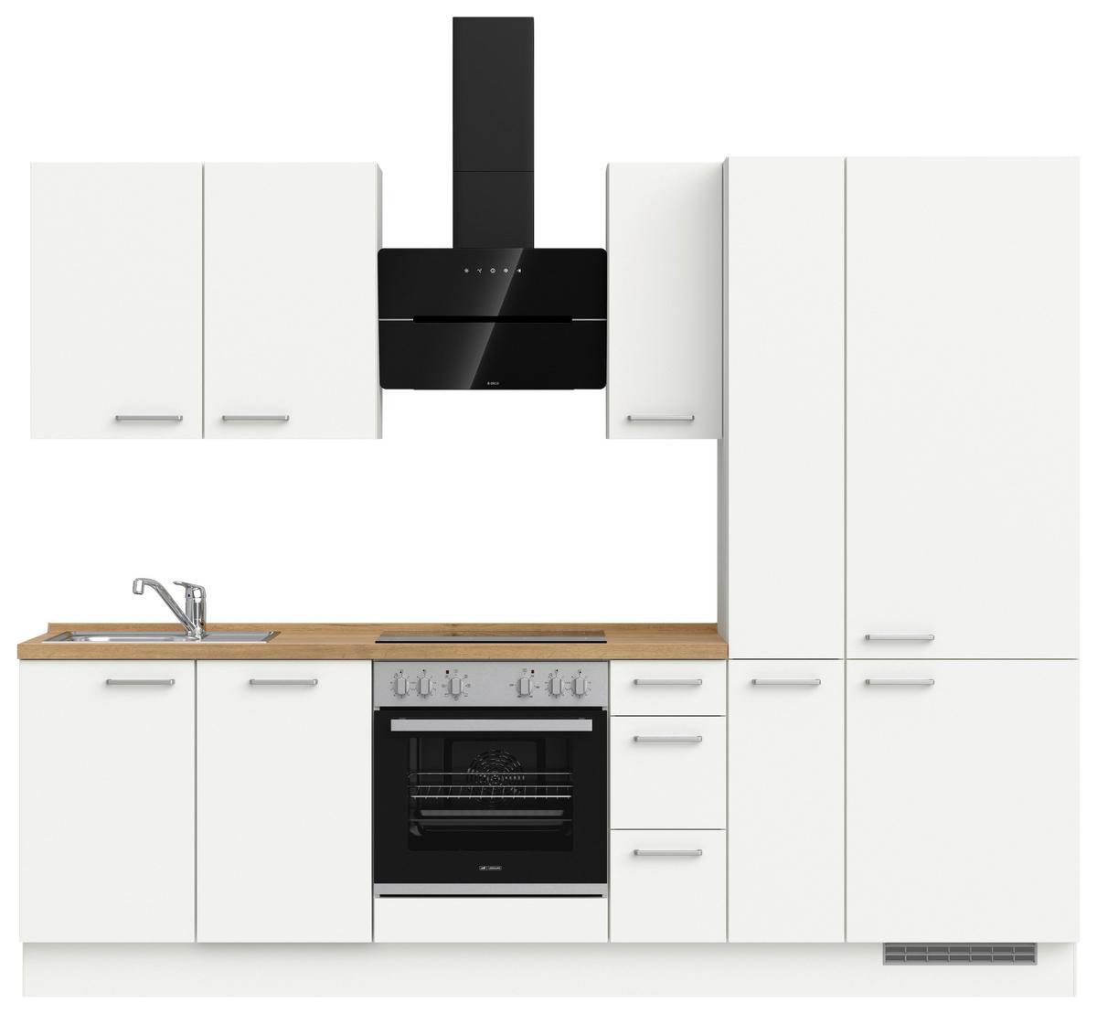 Küchenleerblock Touch High o. Geräte Weiß - Edelstahlfarben/Eichefarben, MODERN, Holzwerkstoff/Metall (270cm) - Nobilia