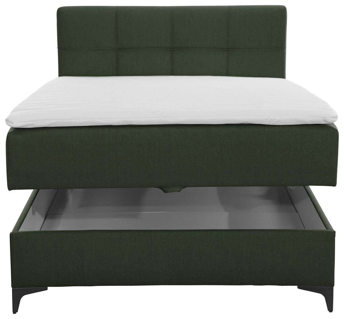 Oblazinjena Postelja Freddie, Olivno Zelena, 100x200 - črna/olivno zelena , Konvencionalno, kovina/tekstil (100/200cm) - Mömax