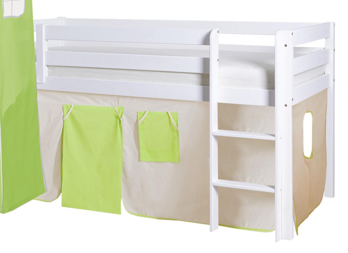 Igralna Postelja Kasper, 90x200, Zelena, Tobogan, Stolp - zelena/bela, Natur, les (90/200cm) - MID.YOU