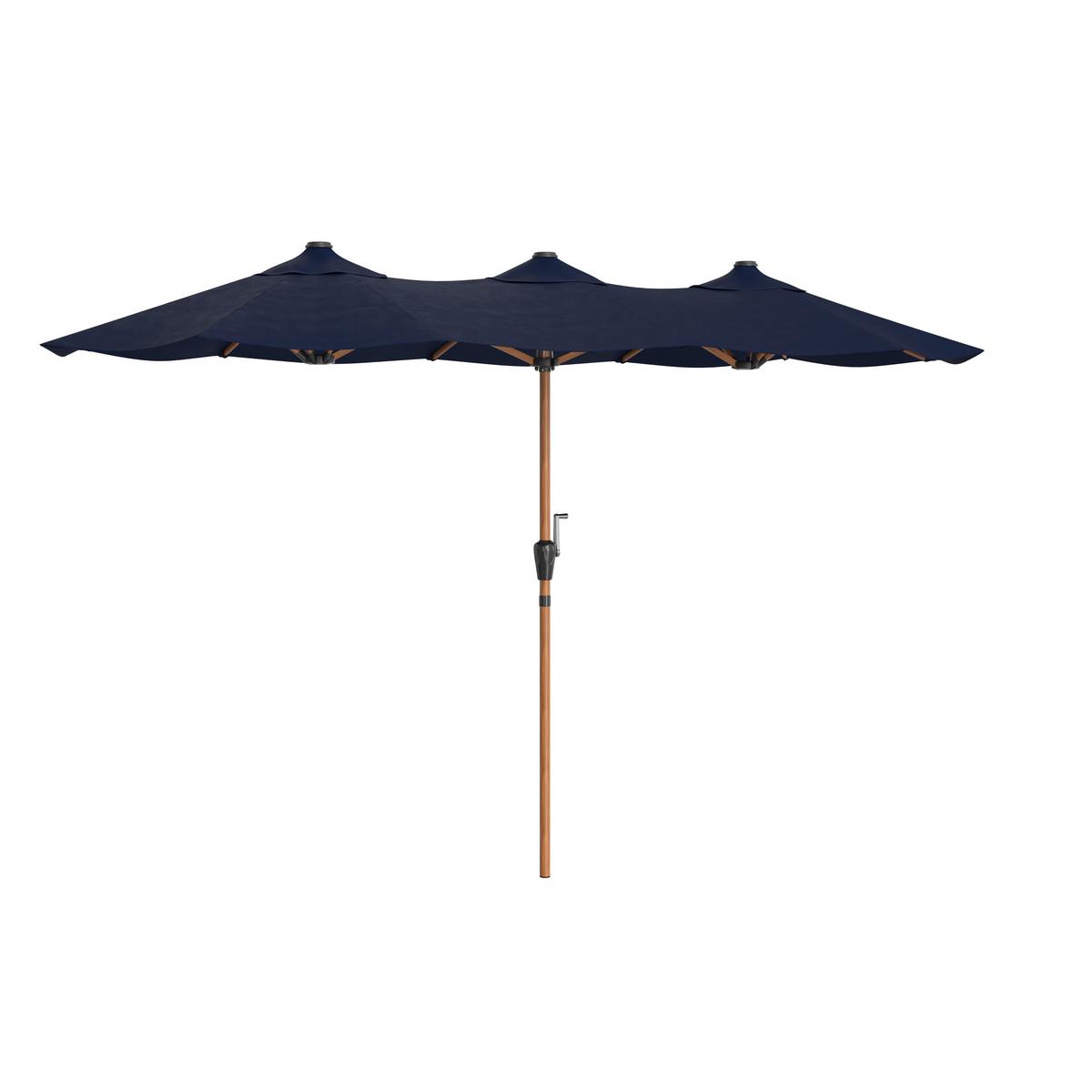 Sonnenschirm Nati in Anthrazit/Naturfarben - Anthrazit/Naturfarben, Basics, Textil/Metall (200/245/400cm) - Mömax