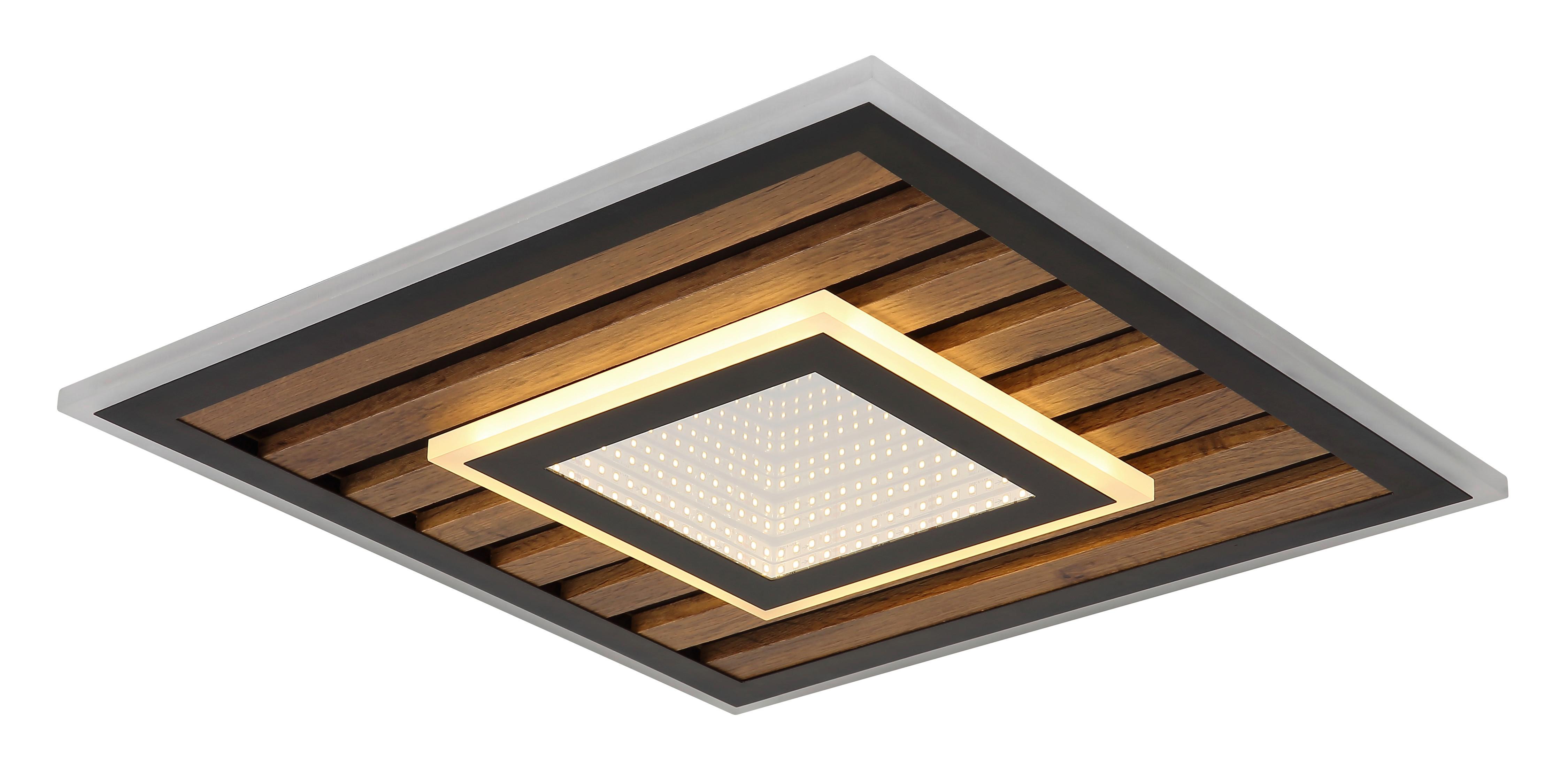 LED-DECKENLEUCHTE 67345D3 WOODY - Weiss/Dunkelbraun, Natur, Holzwerkstoff/Kunststoff (40/40/6cm) - Globo