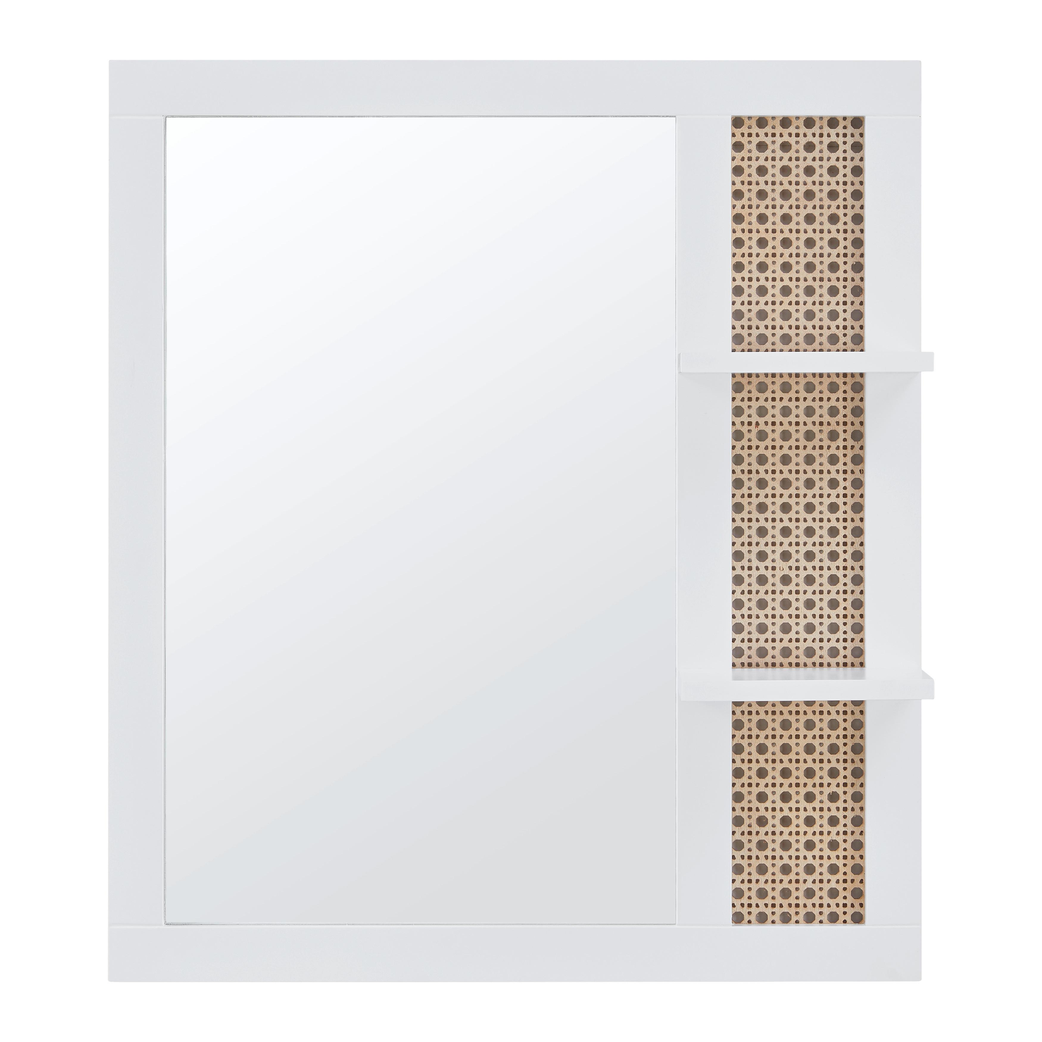 BADRUMSSPEGEL LISA - vit/naturfärgad, Modern, trämaterial/glas (61/70/13cm) - Bessagi Home