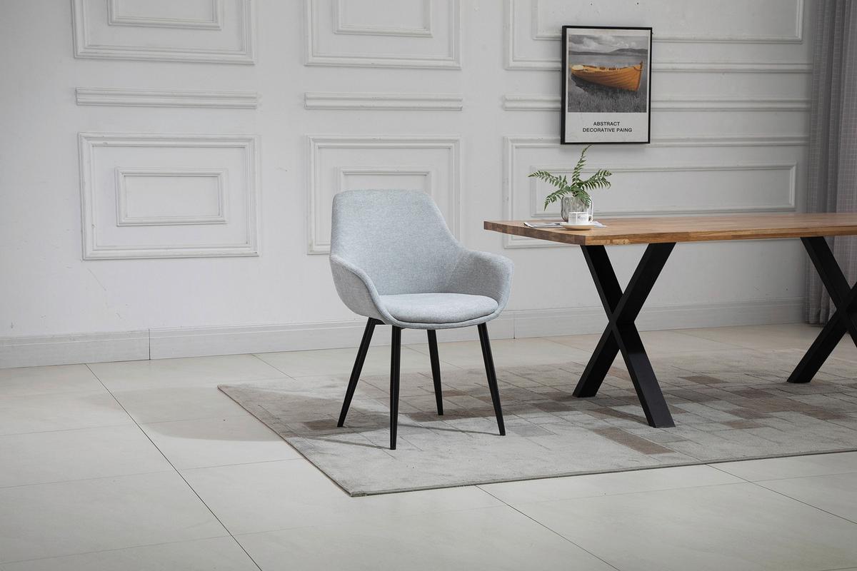 Set Naslanjačev Lena, Svetlo Siva, 2-Delni - črna/svetlo siva, Moderno, kovina/tekstil (64/86/59cm) - Livetastic