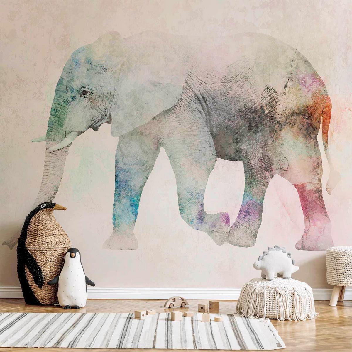 Fototapeta Painted Elephant, 400x280cm - večbarvno, Trendi, tekstil (400/280cm) - artgeist