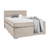 Boxspringbett Mali New in Cappuccino ca. 140x200cm - Chromfarben/Cappuccino, KONVENTIONELL, Kunststoff/Textil (140/200cm) - Based