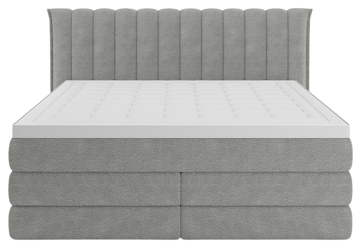 Boxspringbett Lina Grau ca. 200x200cm - Grau, KONVENTIONELL, Holz/Holzwerkstoff (200/200cm) - Premium Living