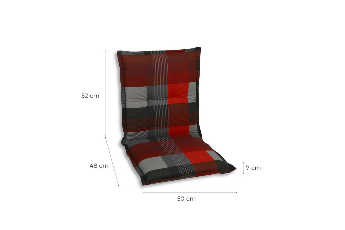 Sesselauflagenset Grau/Rot, 2-teilig - Dunkelgrau/Rot, Basics, Textil (50/7/100cm)