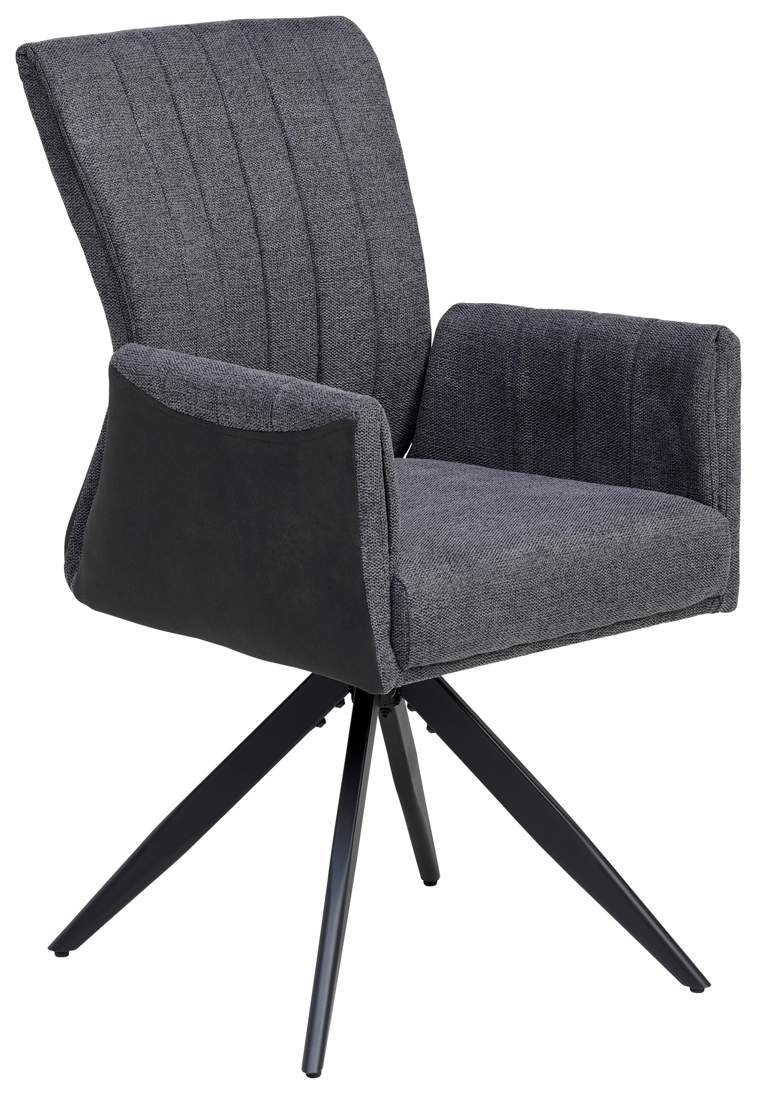 KRZESŁO Z PODŁOKIETNIKAMI CHANTAL - czarny/szary, Lifestyle, metal/tkanina (58/94/64cm) - MID.YOU