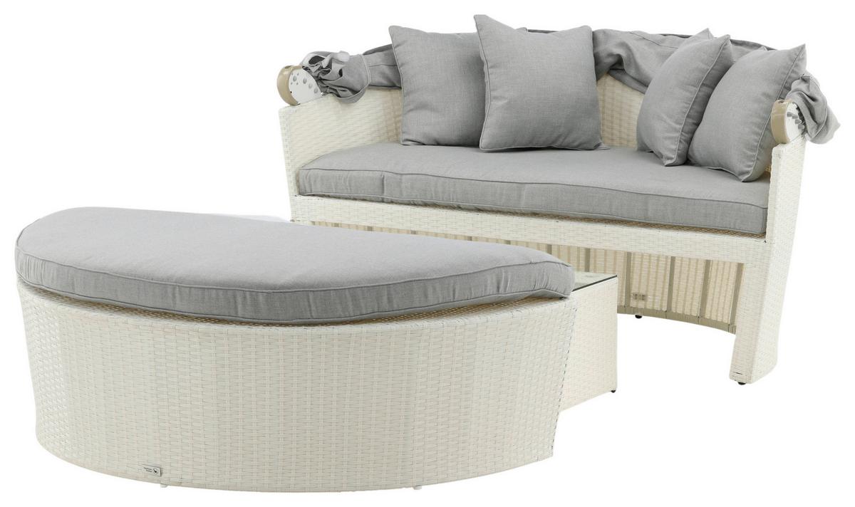 Sonneninsel Padova ca. 153x72x76 cm Weiß - Weiß, KONVENTIONELL, Kunststoff (153/72/76cm) - Gardenson