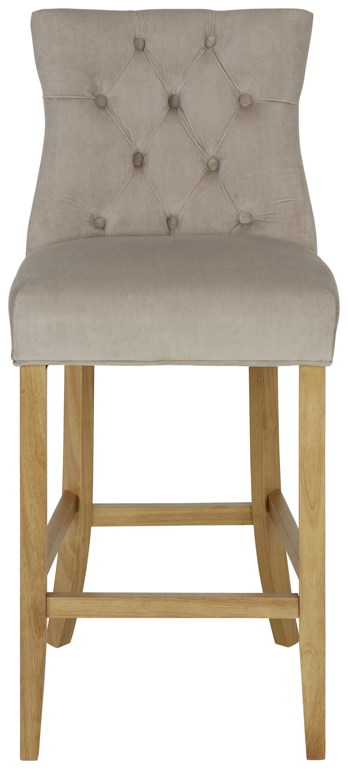 Barhocker aus Samt in Taupe - Taupe/Naturfarben, Lifestyle, Holz/Textil (51,5/110,5/62,5cm) - Mömax