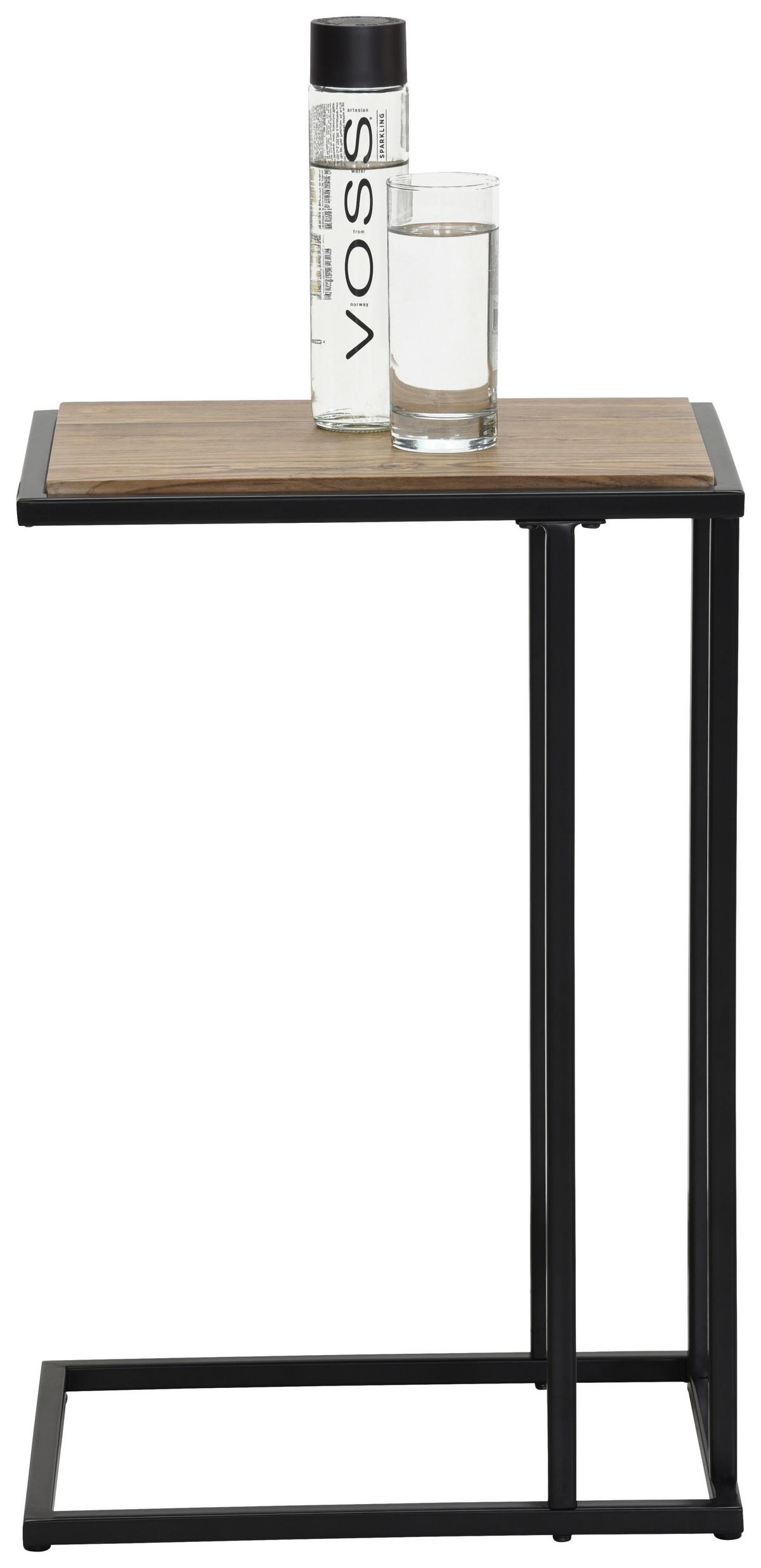 STOLIK BOCZNY PROMO - kolor dębowy/czarny, Design, materiał drewnopochodny/metal (40/30/60cm) - Carryhome