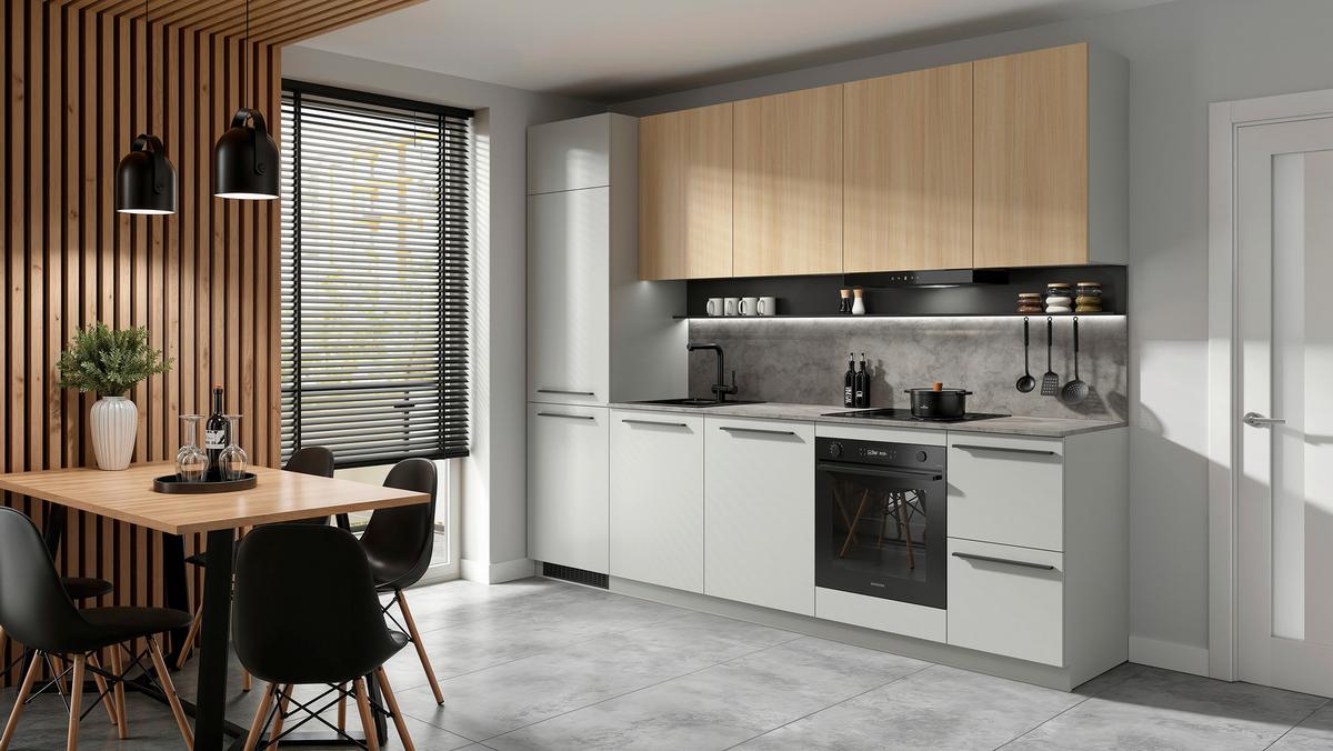 Küchenblock Milino o. Geräte Eichefarben - Eichefarben/Graphitfarben, Basics, Holzwerkstoff/Kunststoff (285cm) - Visiona