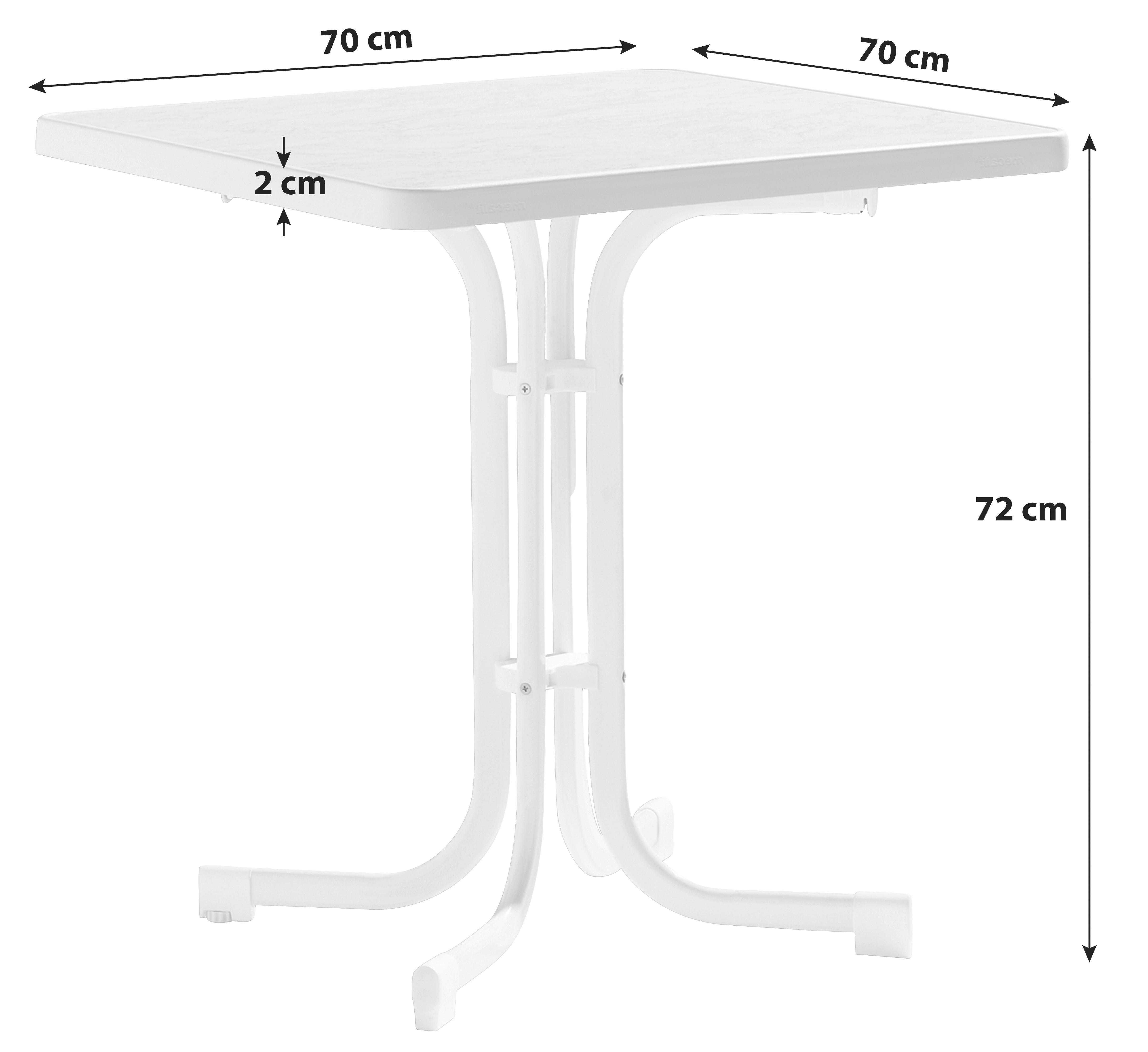Gartentisch Weiß wetterfest Tischplatte aus mecalit®-PRO - Weiß, MODERN, Holzwerkstoff/Metall (70/70/72cm) - Sieger