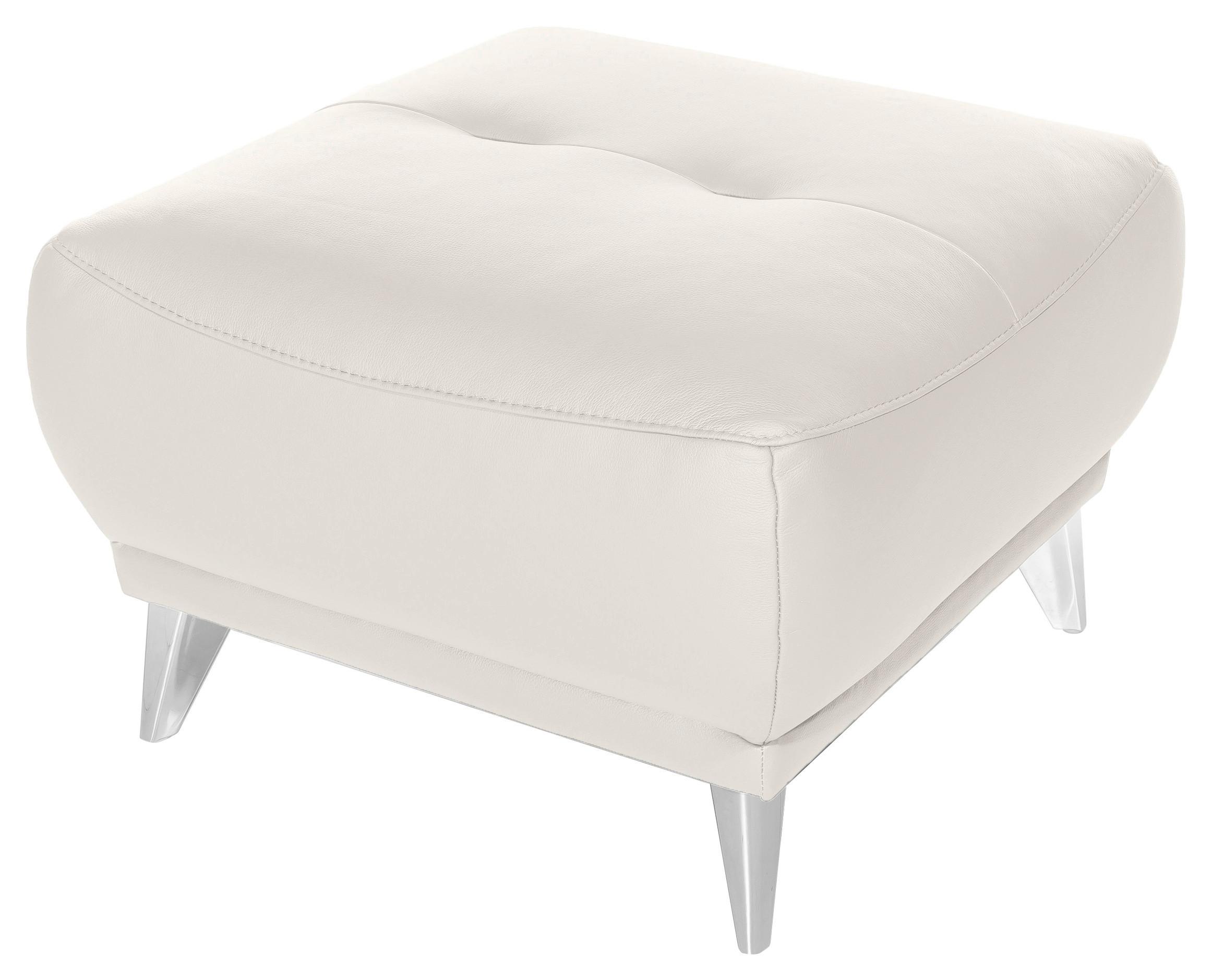 Hocker "Frisco" , weiß - Chromfarben/Weiß, MODERN, Textil/Metall (65/46/65cm) - MID.YOU