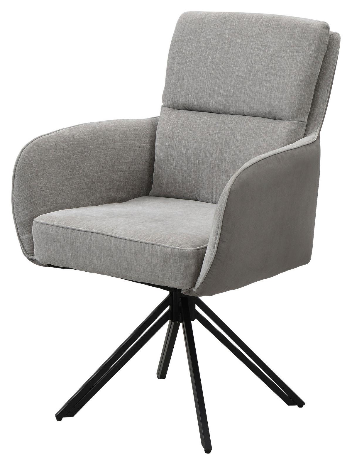 STUHL-SET TINO - Hellgrau/Schwarz, MODERN, Textil/Metall (62/94/70cm) - MID.YOU