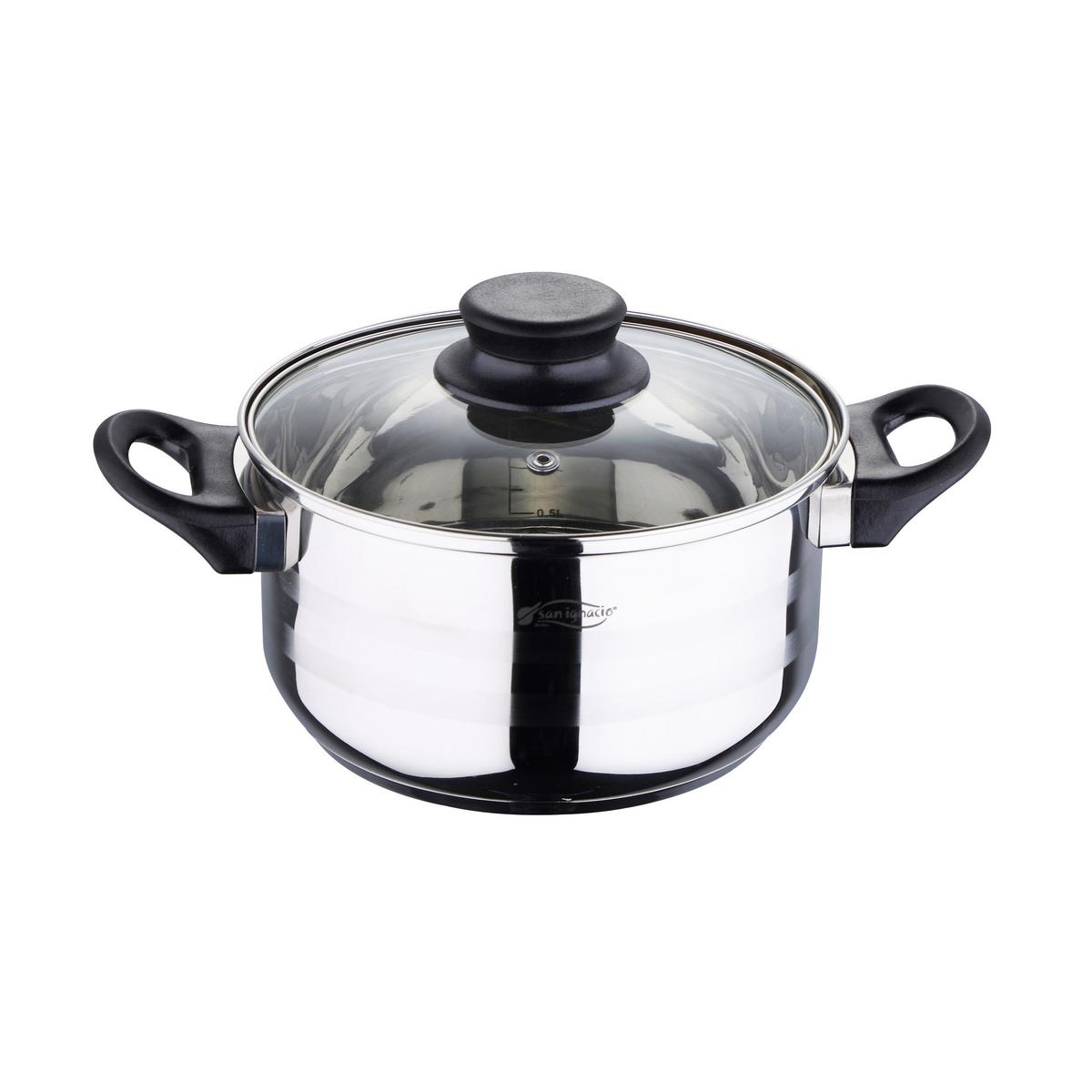 Kochtopfset Berta Edelstahlfarben, 5-teilig - Klar/Edelstahlfarben, KONVENTIONELL, Glas/Metall - Based