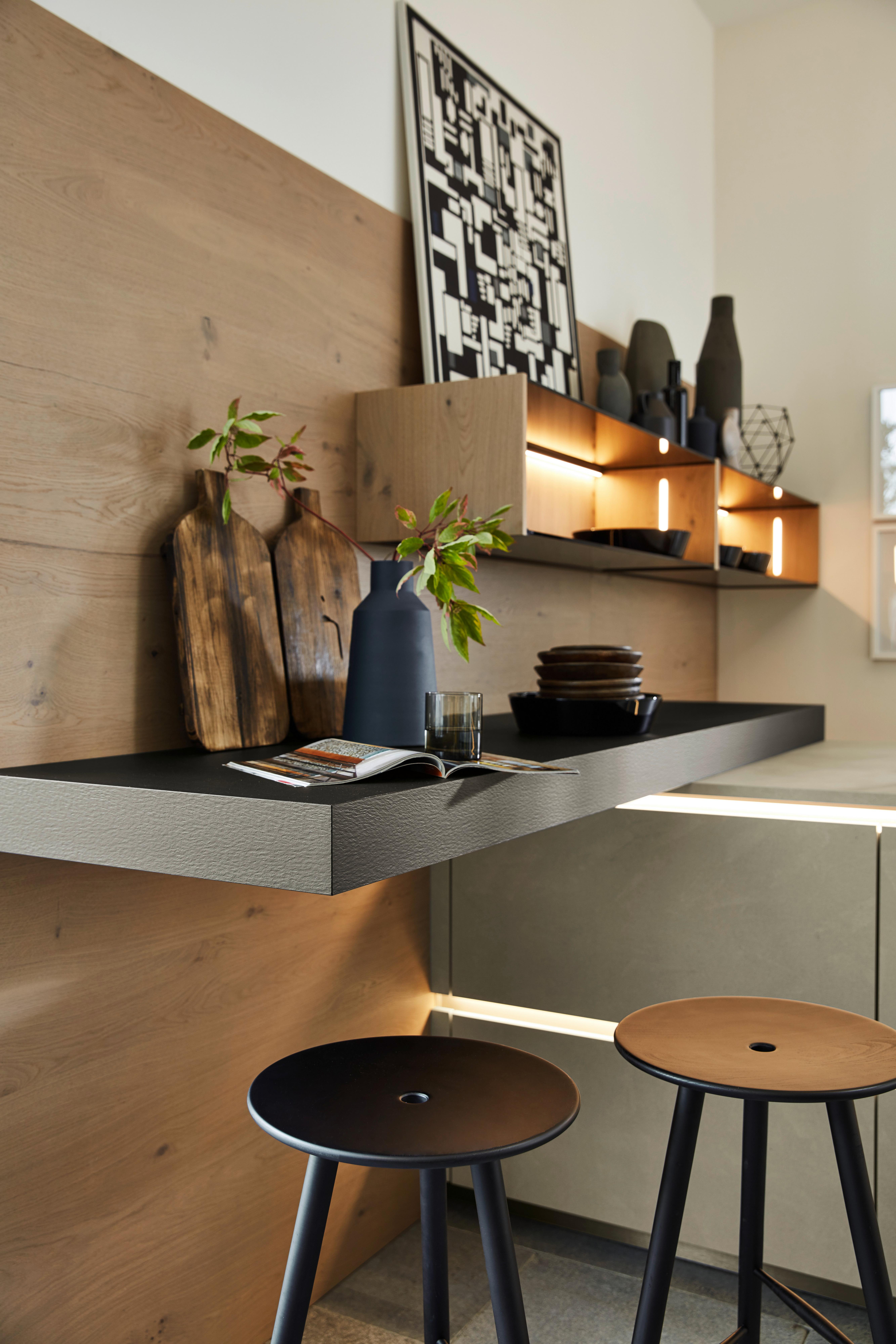 Einbauküche Portland / Tavola in Grau Eichefarben - Eichefarben/Grau, MODERN, Holzwerkstoff - Nolte Küchen