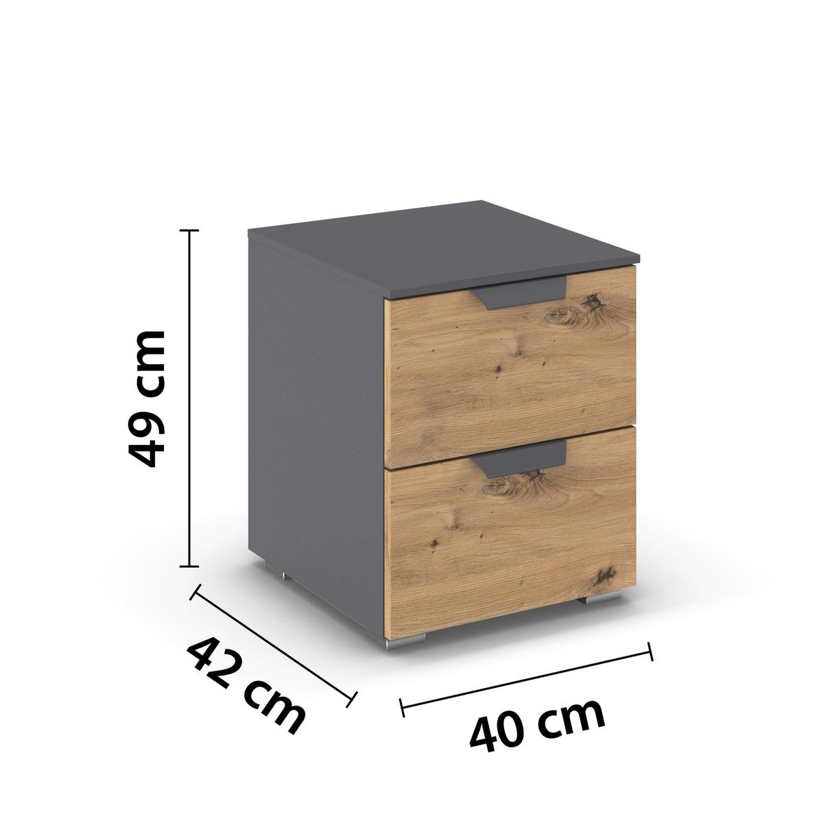 Noćni Ormarić Karpo - siva/hrast Artisan, Moderno, drvni materijal/metal (40/49/42cm) - Premium Living