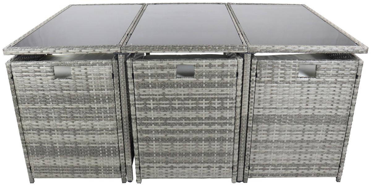 GARTENTISCHGRUPPE RALOSO - Creme/Grau, Modern, Glas/Kunststoff - Ambia Garden