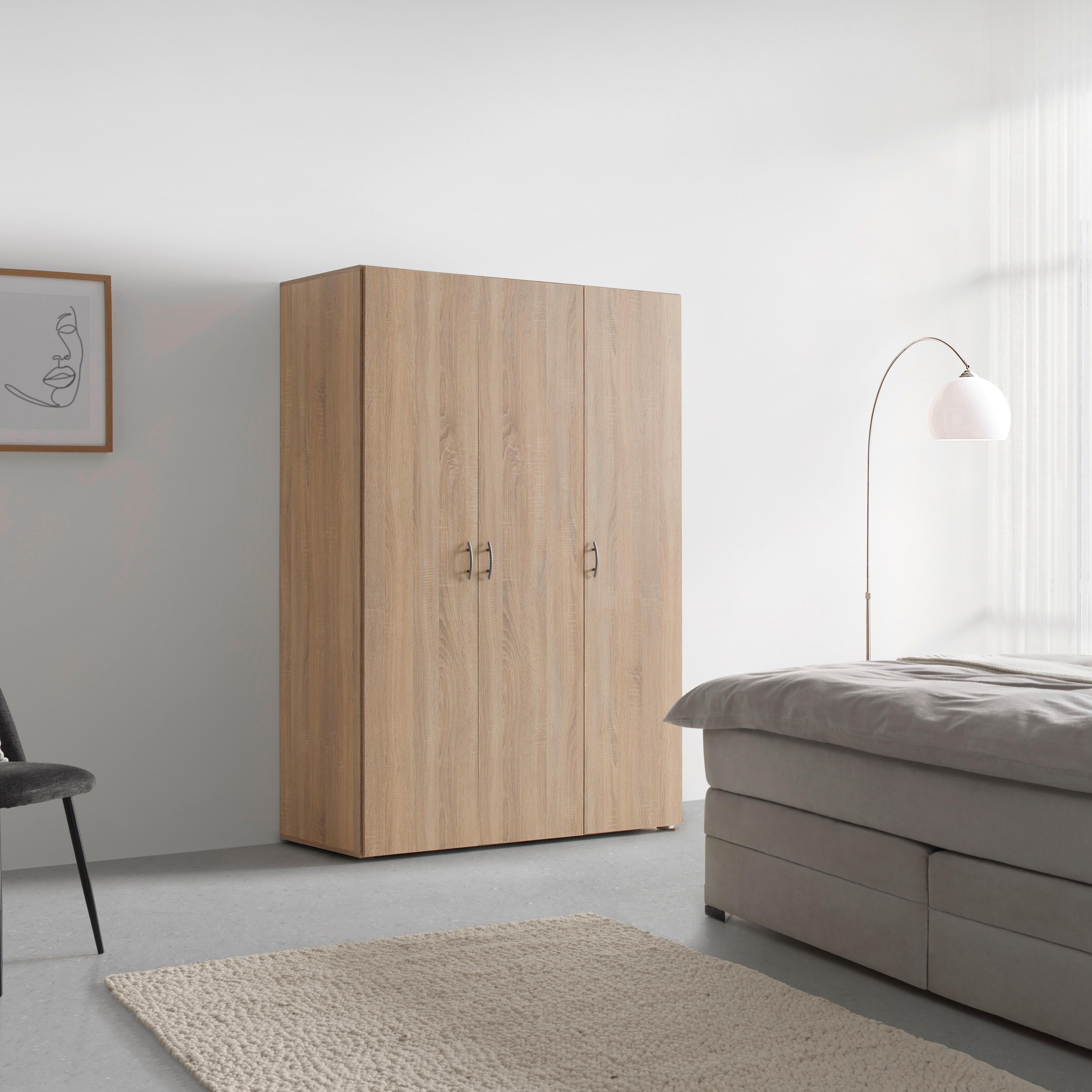 Kleiderschrank Joe Sonoma Eiche - Alufarben/Sonoma Eiche, KONVENTIONELL, Holzwerkstoff/Kunststoff (121/177/51cm) - Based