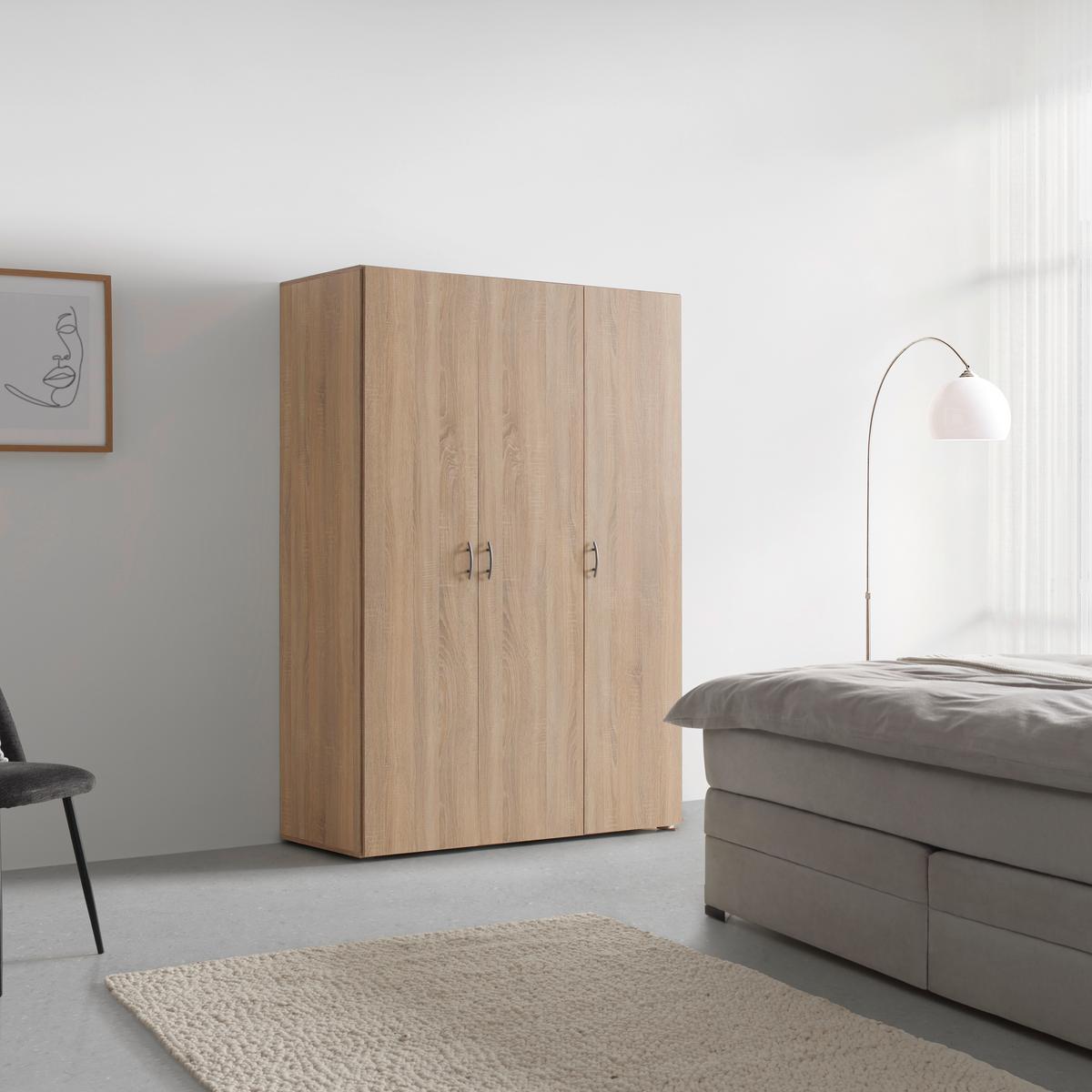 Kleiderschrank Joe Sonoma Eiche - Alufarben/Sonoma Eiche, Konventionell, Holzwerkstoff/Kunststoff (121/177/51cm) - Based