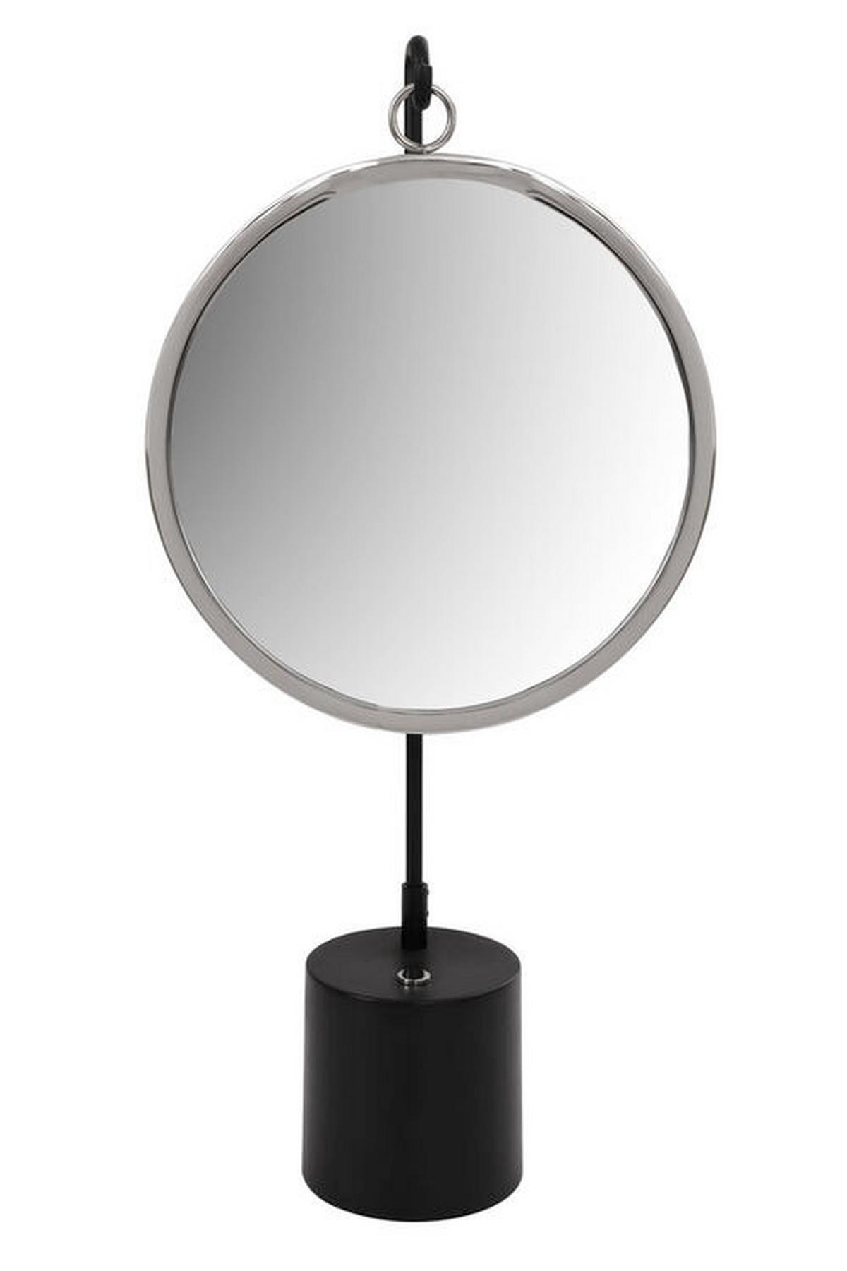 Tischspiegel Eleganca ca. 30x65x13 cm Schwarz/Silber - Silberfarben/Schwarz, MODERN, Glas/Metall (30/65/13cm) - Kayoom