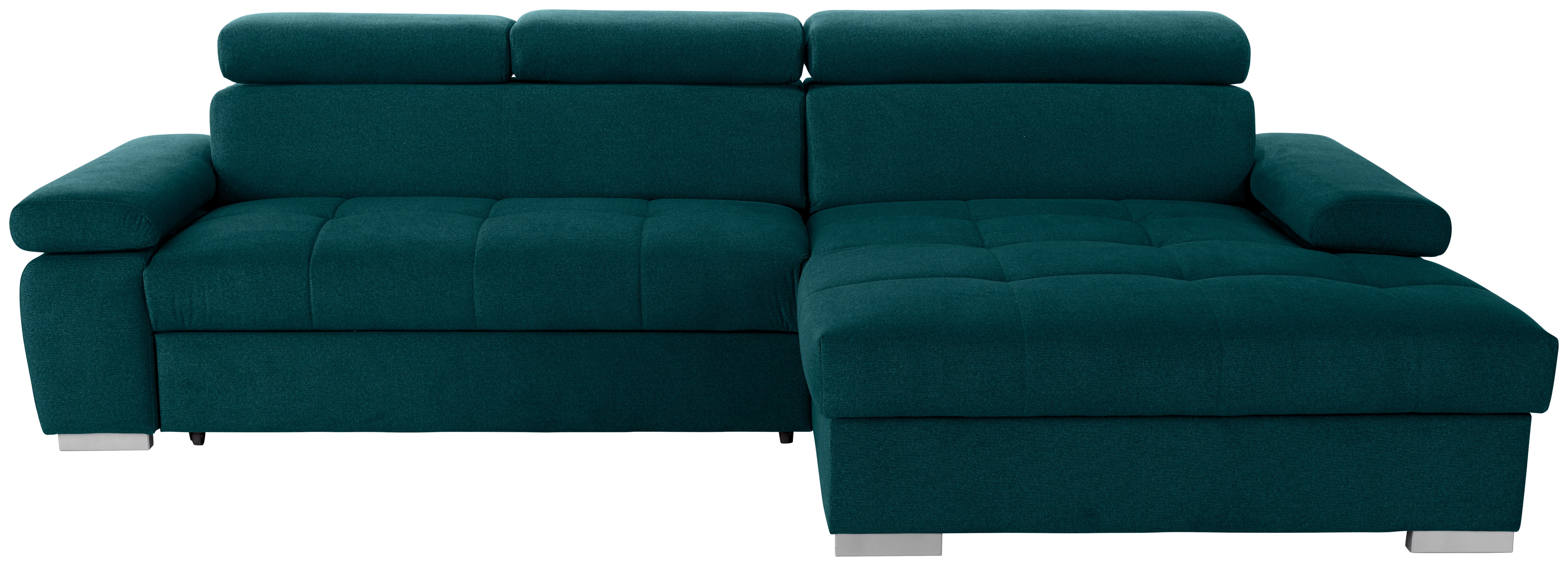 Kutna Garnitura Perry - srebrne boje/tamno zelena, Design, tekstil/drvo (292/183cm) - Modern Living