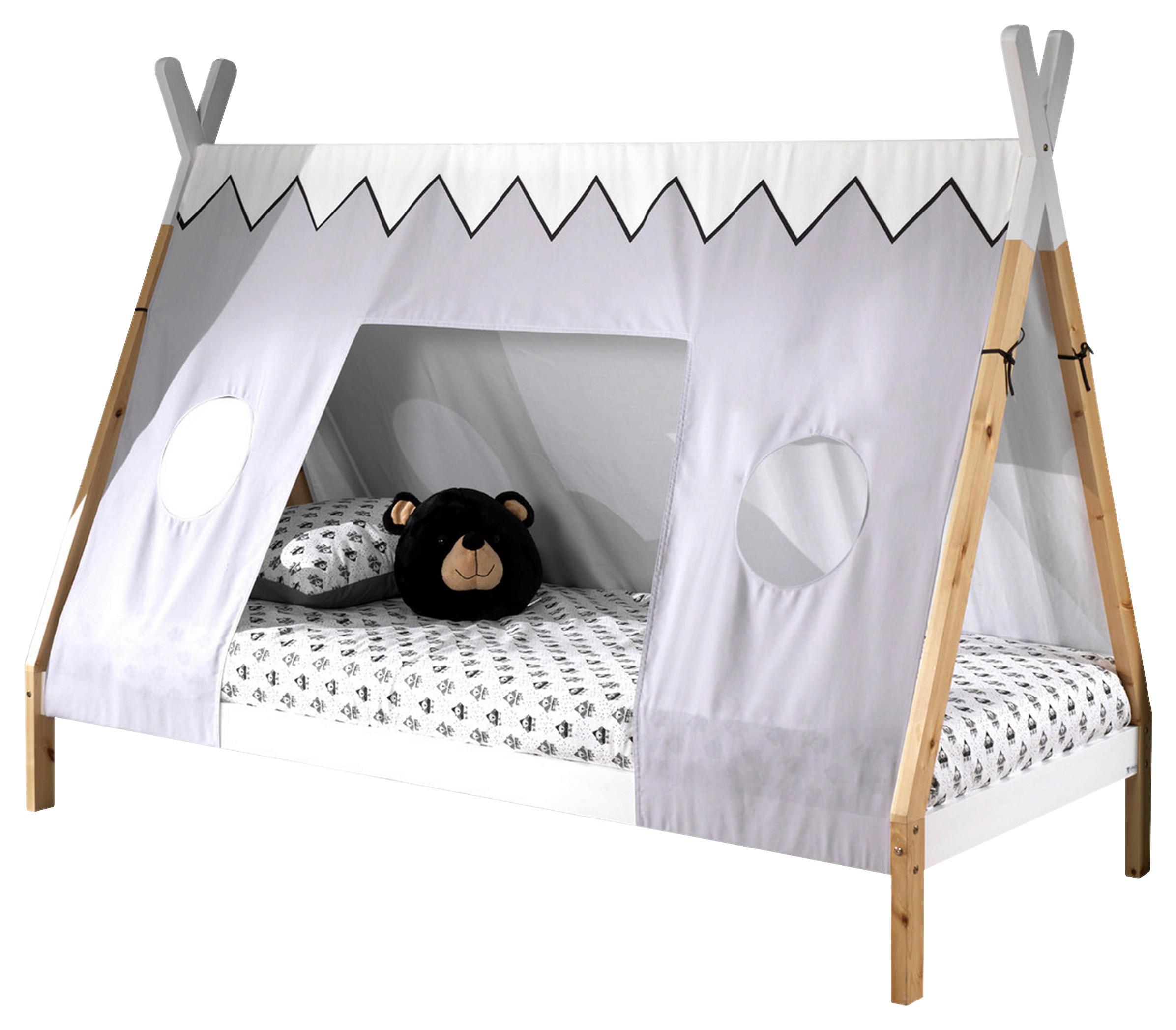 Hausbett Tipi ca.90x200cm Weiß, Kieferfarben - Weiß/Kieferfarben, MODERN, Holz (90/200cm) - MID.YOU