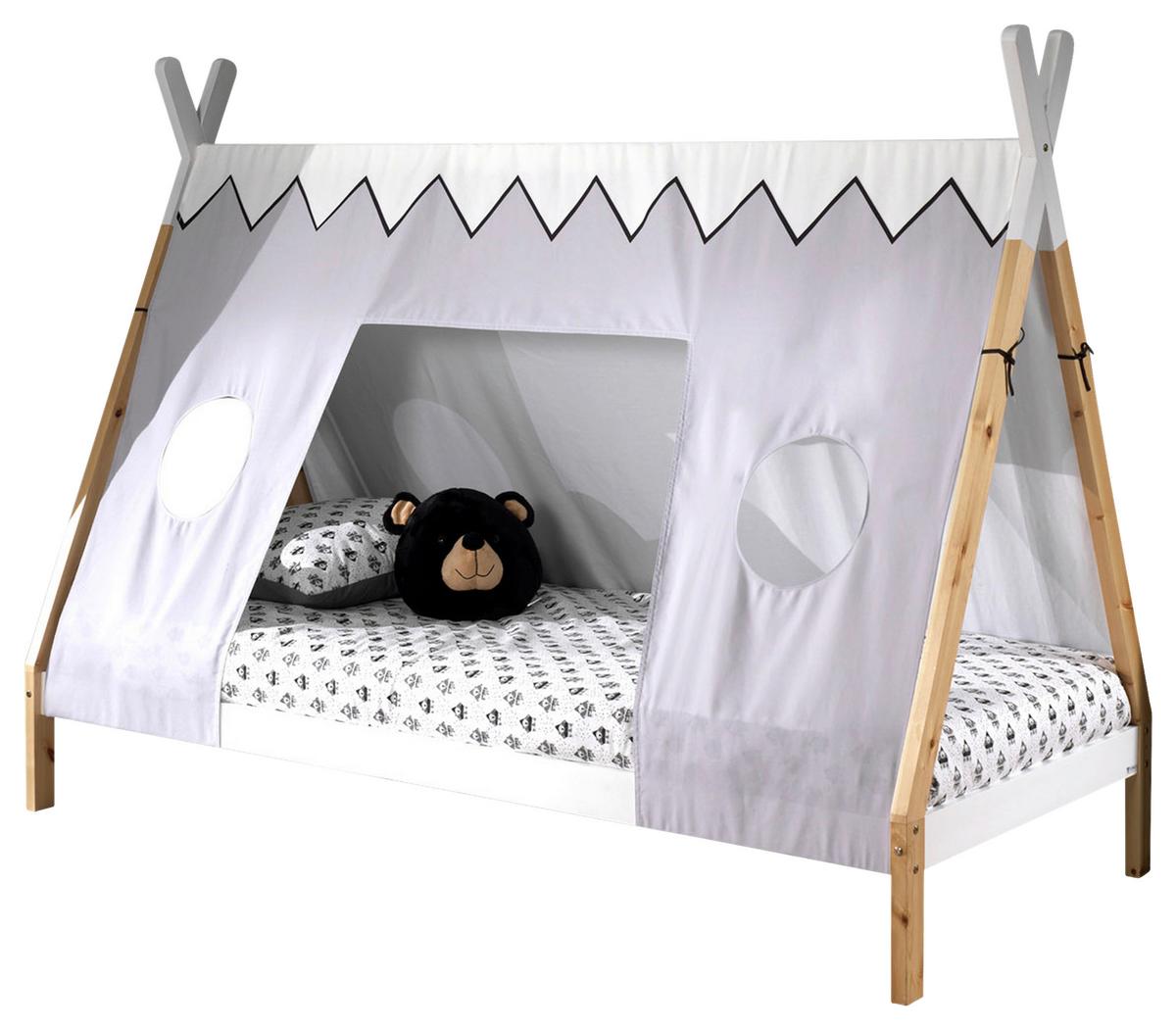 Hausbett Tipi ca.90x200cm Weiß, Kieferfarben - Weiß/Kieferfarben, MODERN, Holz (90/200cm) - MID.YOU