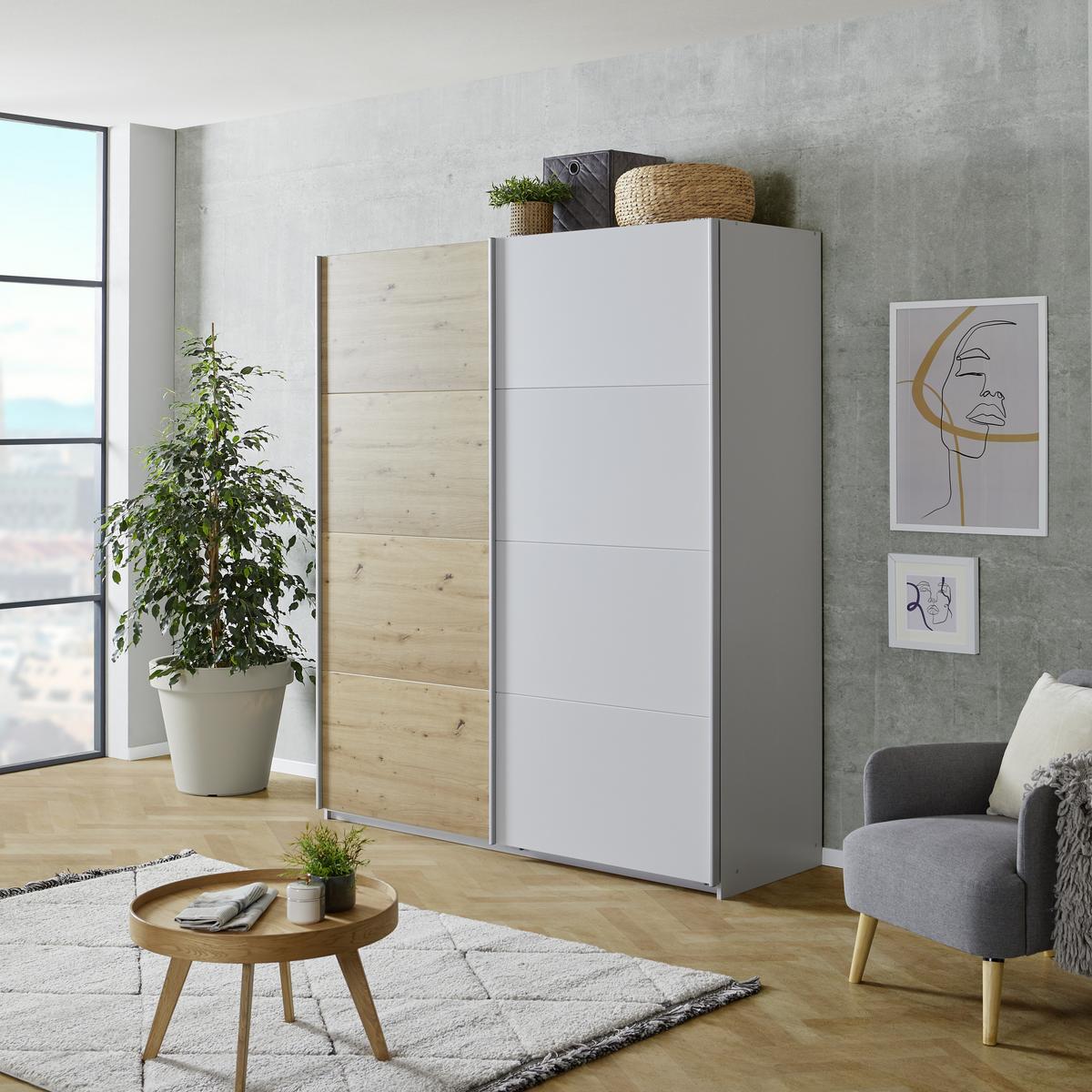 DULAP FELDKIRCH - culoare lemn stejar/gri, Modern, material pe bază de lemn (226/229/62cm)