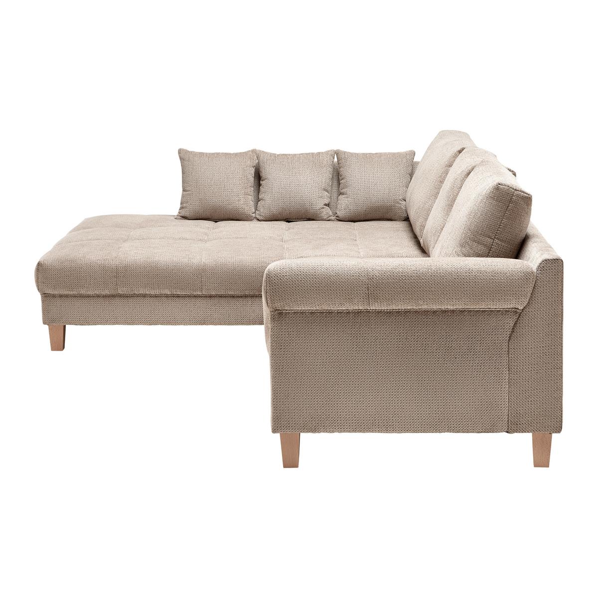 Wohnlandschaft Palermo Beige - Beige/Buchefarben, MODERN, Holz/Textil (203/69-94/306cm) - Mömax