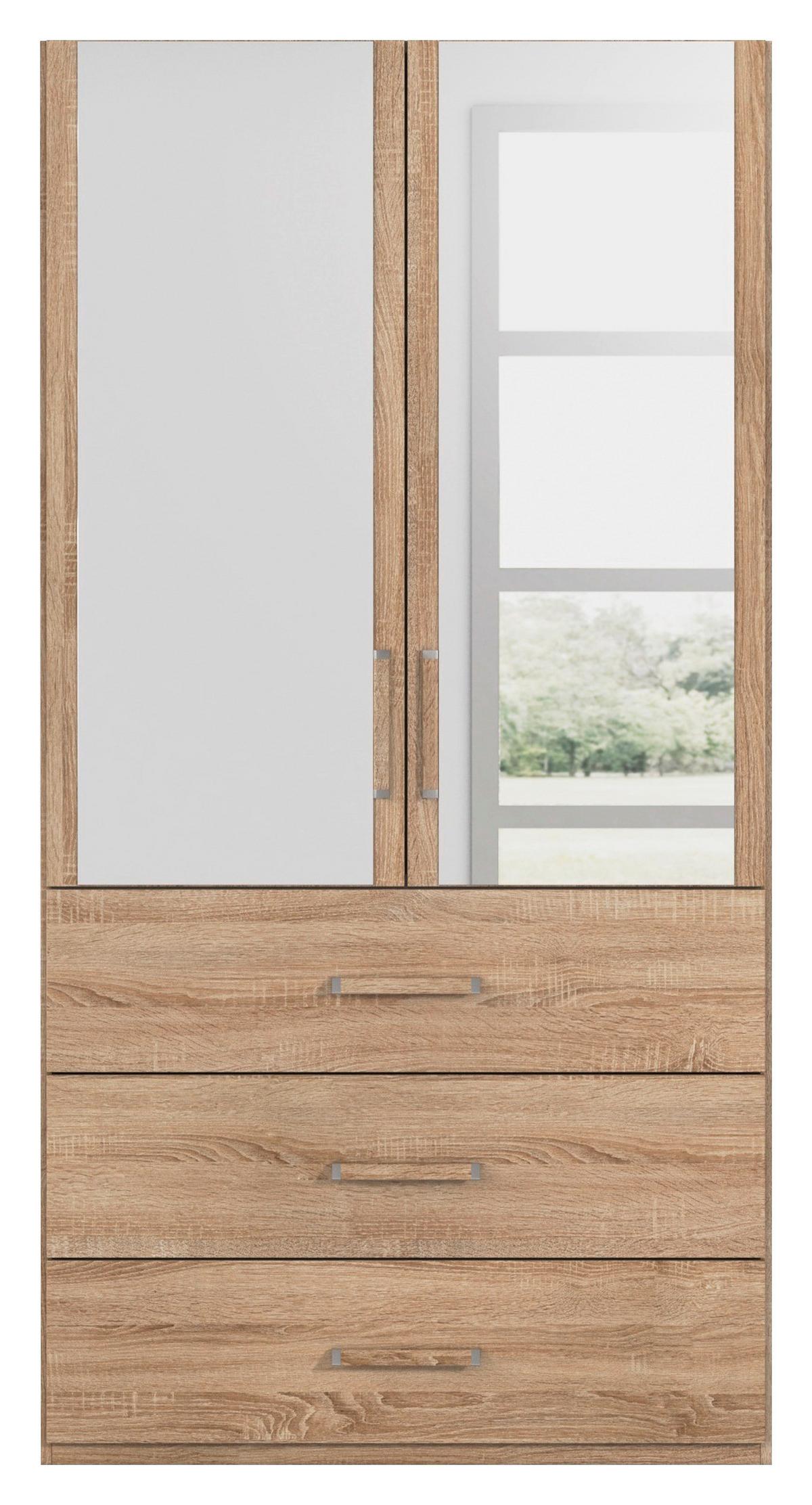 Omara S Klasičnimi Vrati Evelyn, Barva Hrasta - hrast sonoma, Design, umetna masa/steklo (101/197/60cm) - Novel