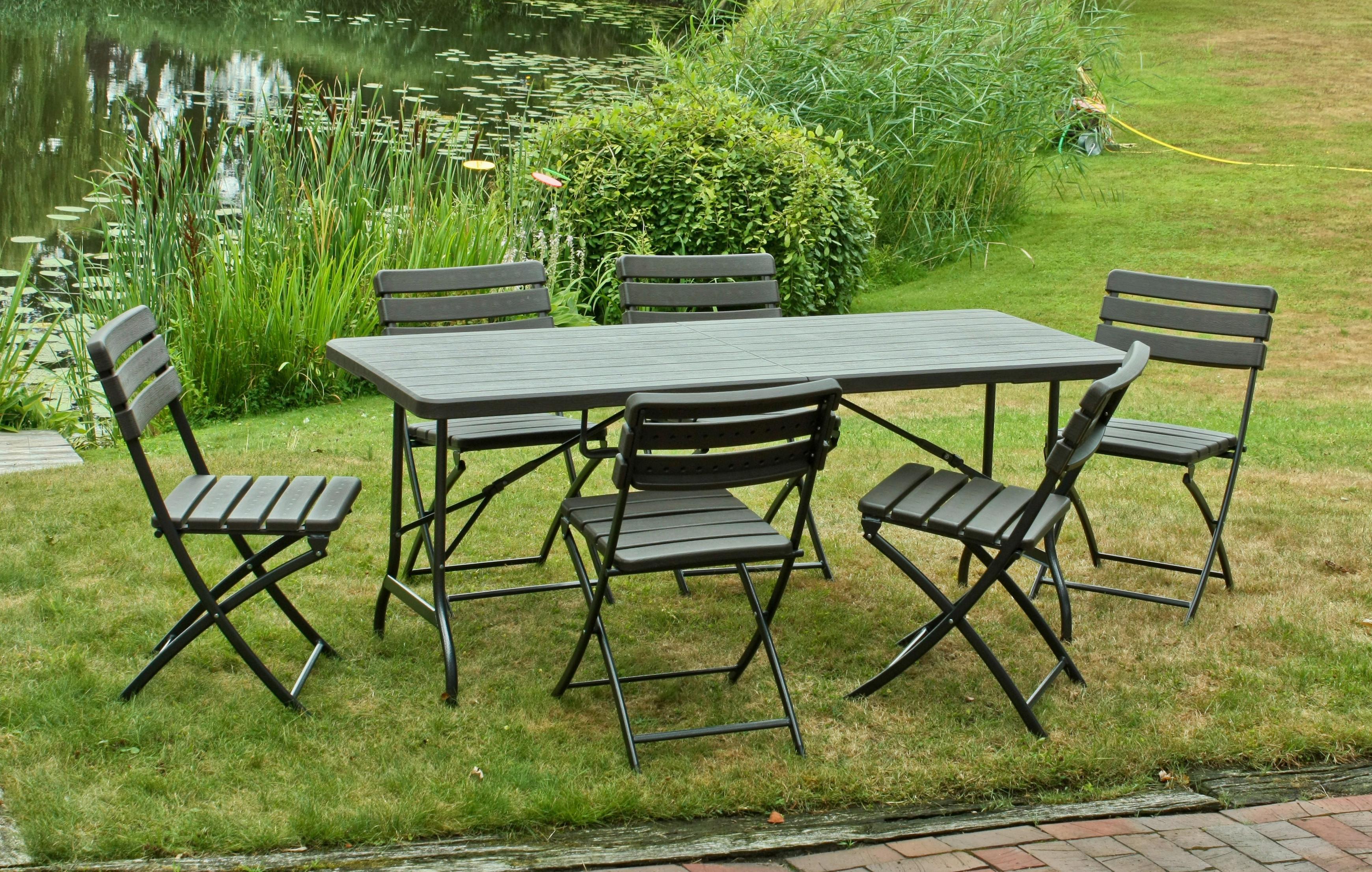 Gartenset Tabora 7-tlg. Braun/Schwarz - Schwarz/Braun, Basics, Kunststoff/Metall (83/83/54cm) - Gardenson