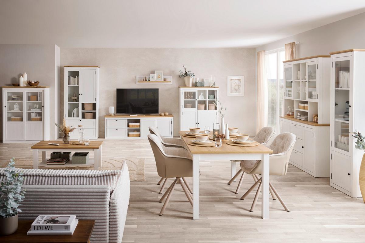 Wandboard Korsika Eichefarben/Weiß - Eichefarben/Weiß, ROMANTIK / LANDHAUS, Holzwerkstoff (100/23,5/25cm) - Mömax