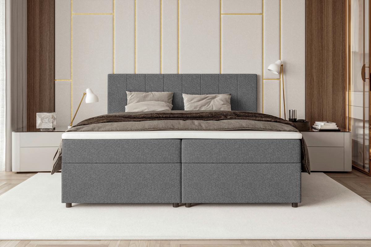 Boxbett Odin Anthrazit ca. 180x200cm - Anthrazit/Schwarz, KONVENTIONELL, Kunststoff/Textil (180/200cm) - Based