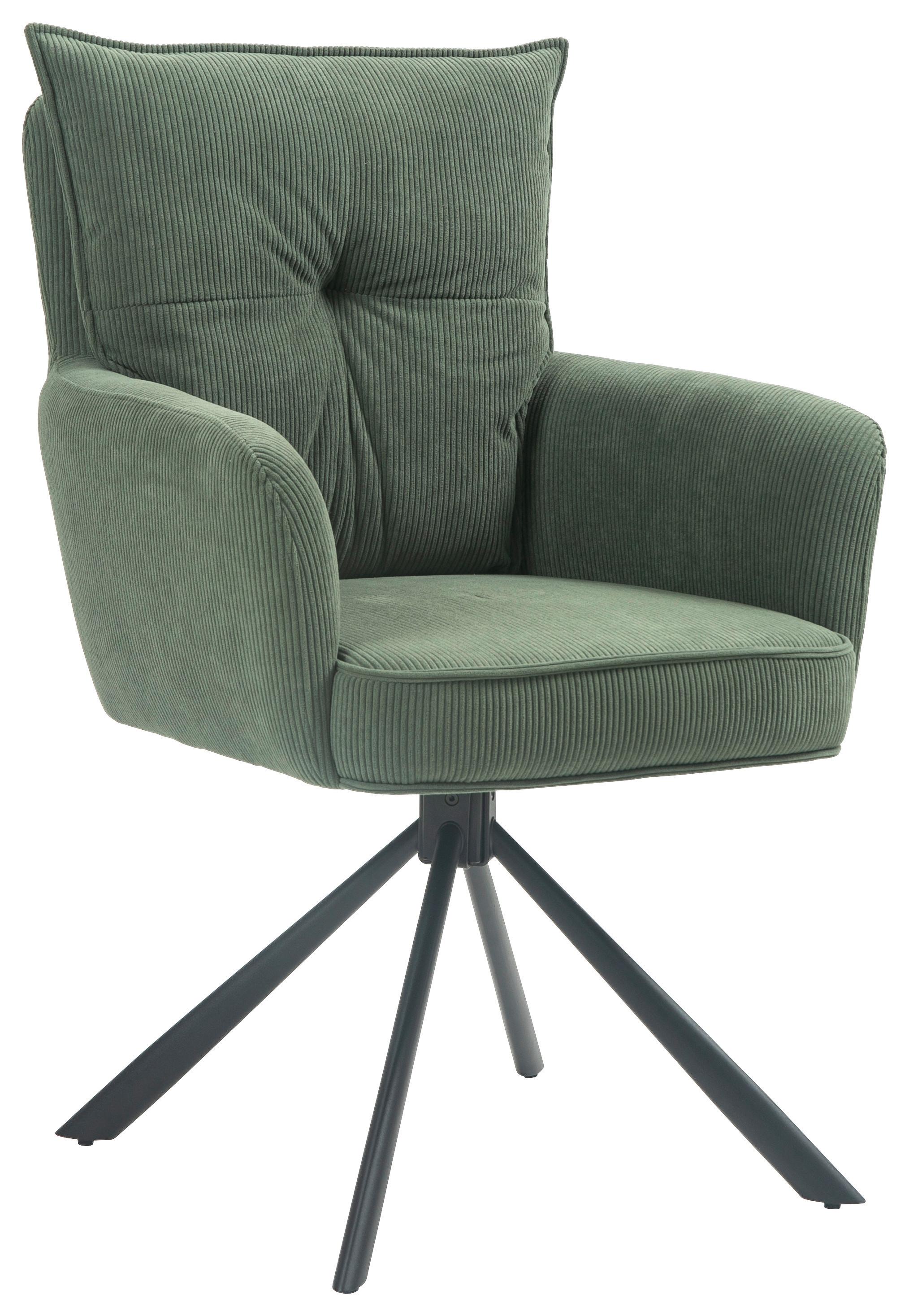 KRZESŁO Z PODŁOKIETNIKAMI POINT -EXKLUSIV- - czarny/oliwkowa zieleń, Design, metal/tkanina (60/95/67cm) - Novel