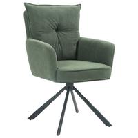 KRZESŁO Z PODŁOKIETNIKAMI POINT -EXKLUSIV- - czarny/oliwkowa zieleń, Design, metal/tkanina (60/95/67cm) - Novel