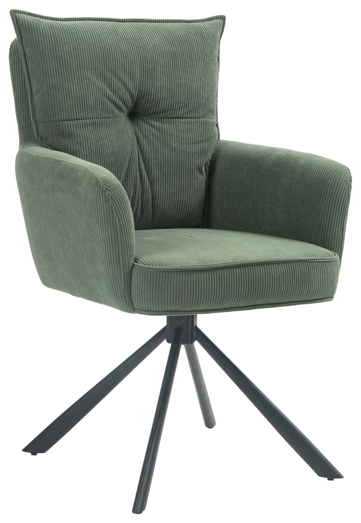 KRZESŁO Z PODŁOKIETNIKAMI POINT -EXKLUSIV- - czarny/oliwkowa zieleń, Design, metal/tkanina (60/95/67cm) - Novel