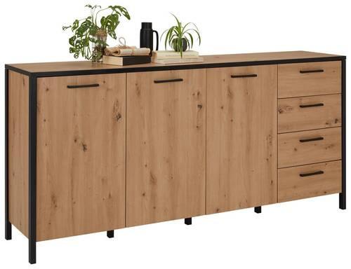Sideboard Kirikus in Eichefarben - Eichefarben/Schwarz, LIFESTYLE, Holzwerkstoff/Kunststoff (184,5/89,5/40,2cm) - Mömax