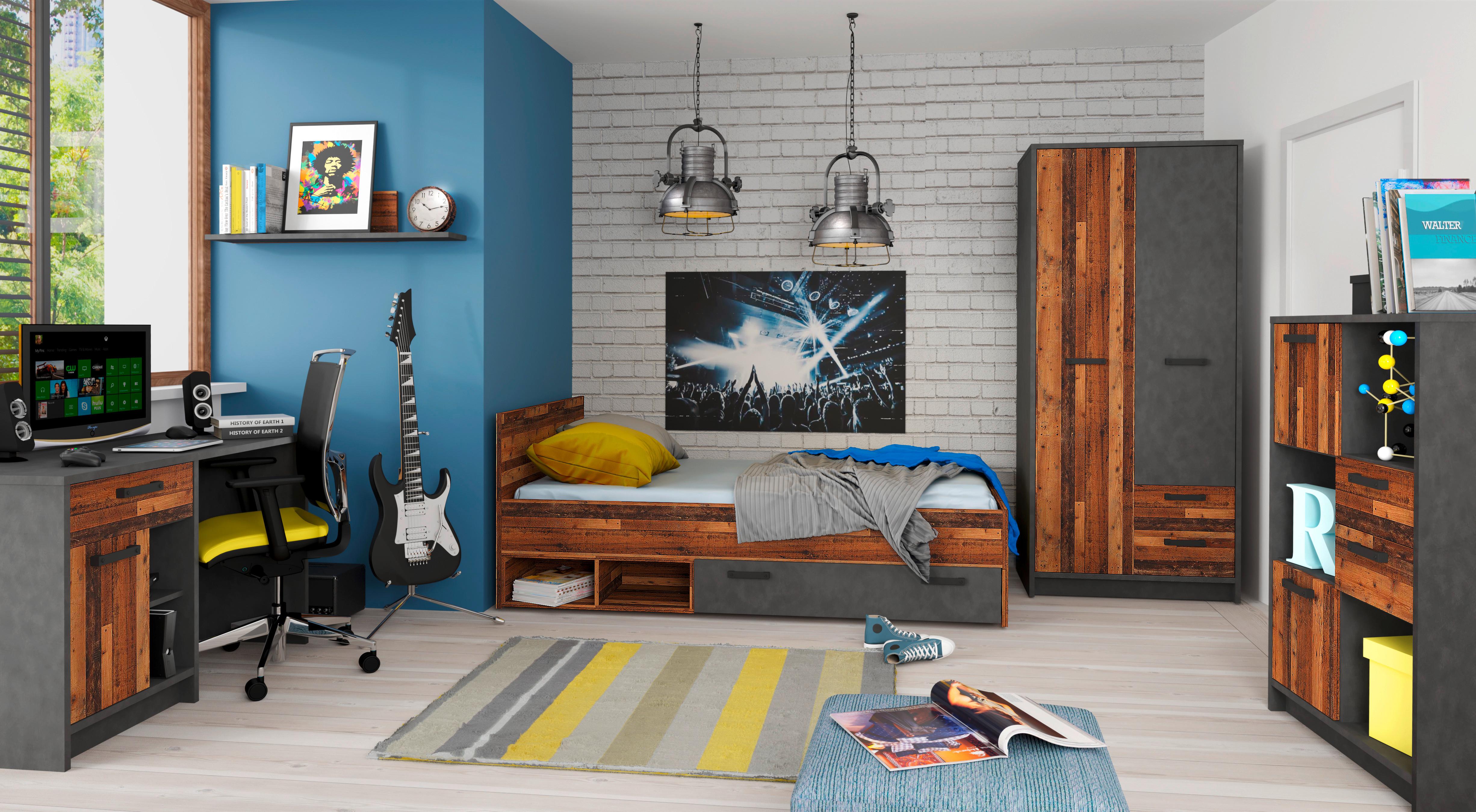 Regal Nubi - tamno siva/boje starog hrasta, Moderno, drvni materijal/plastika (87/128,7/42cm) - Modern Living