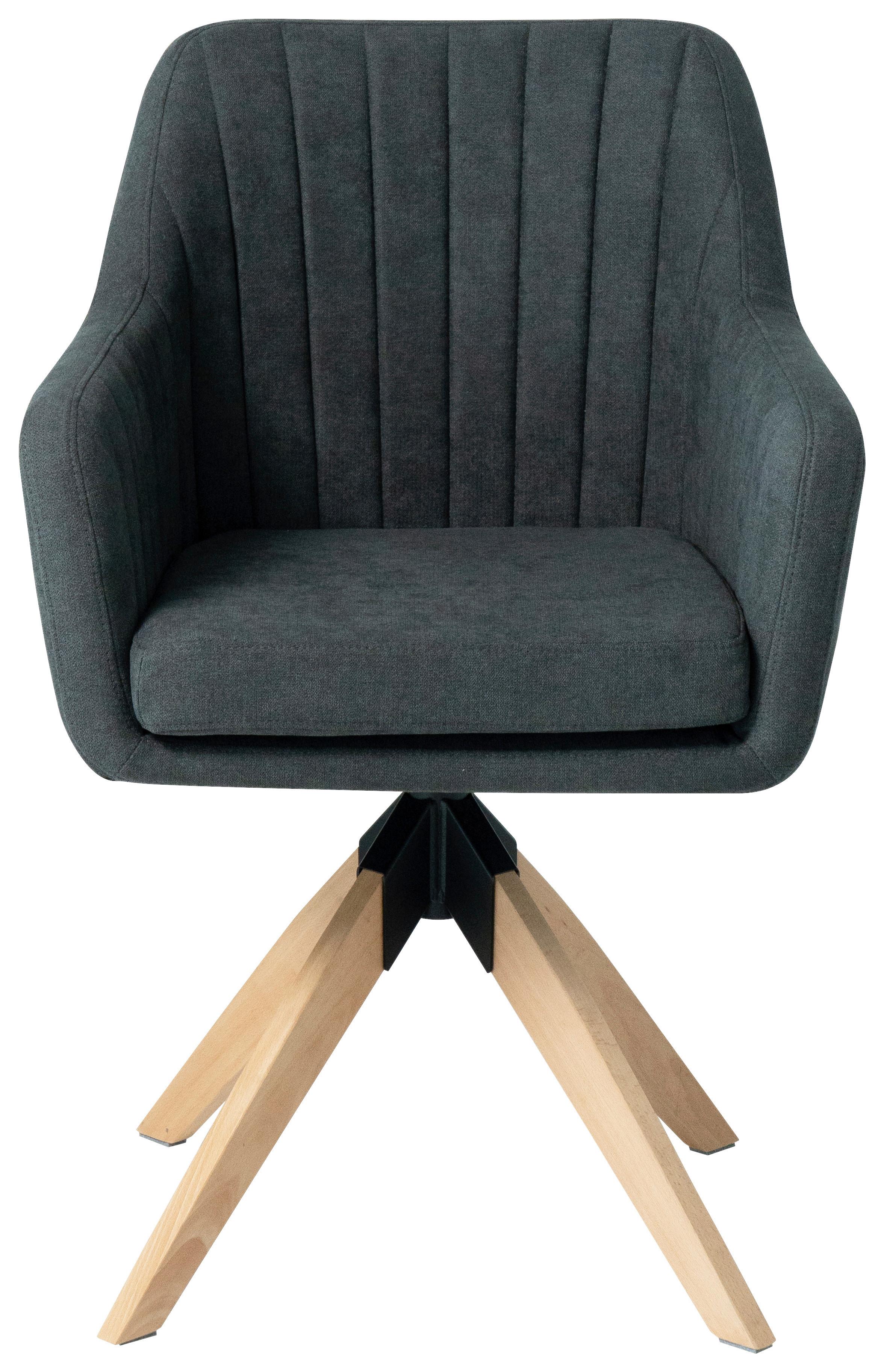 STOL MED ARMSTÖD LUCITA - mörkgrå/naturfärgad, Modern, metall/trä (59/88/60cm) - Bessagi Home