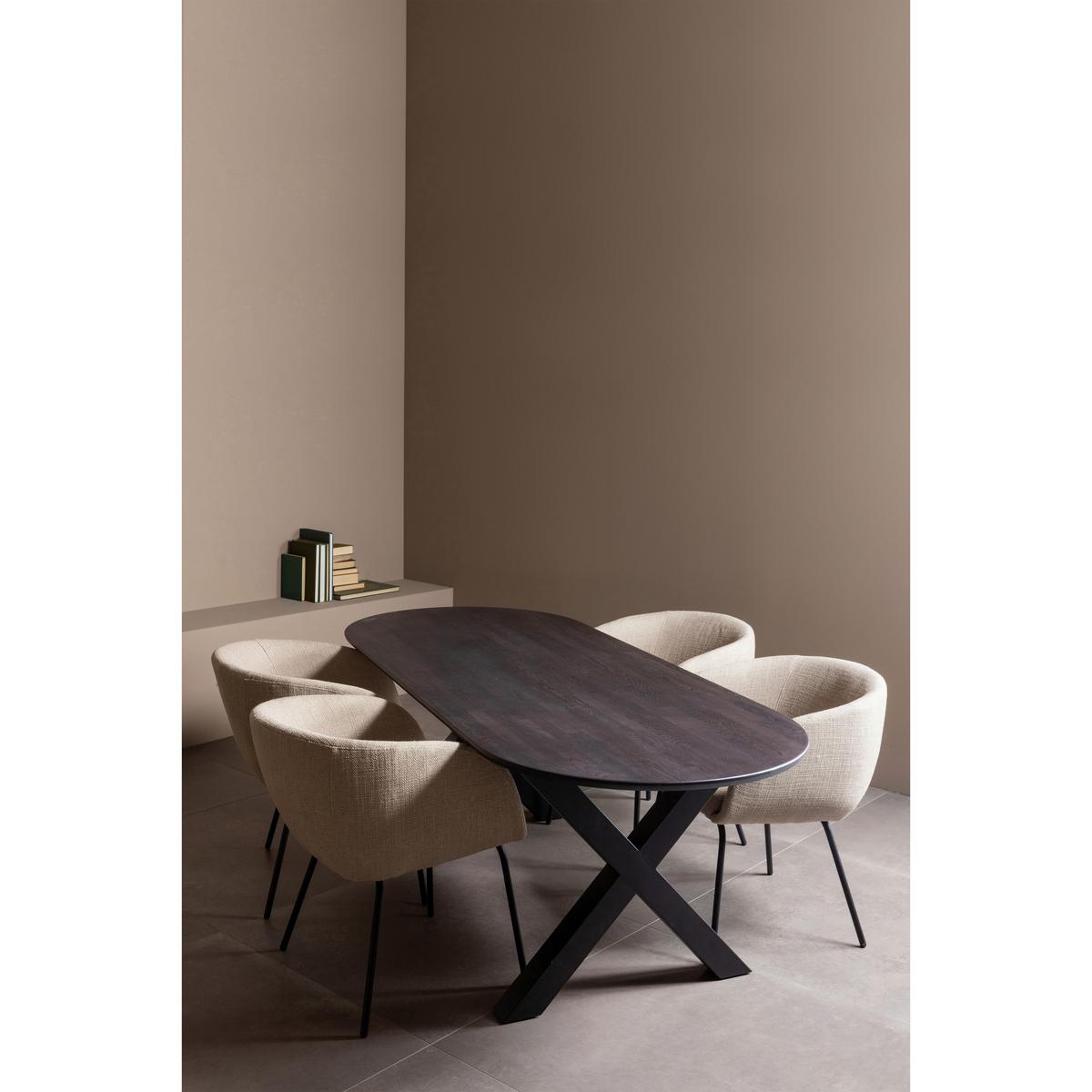 Armlehnstuhl Leon Naturfarben B: 61cm - Schwarz/Naturfarben, Design, Textil/Metall (61/77/63cm) - Livetastic
